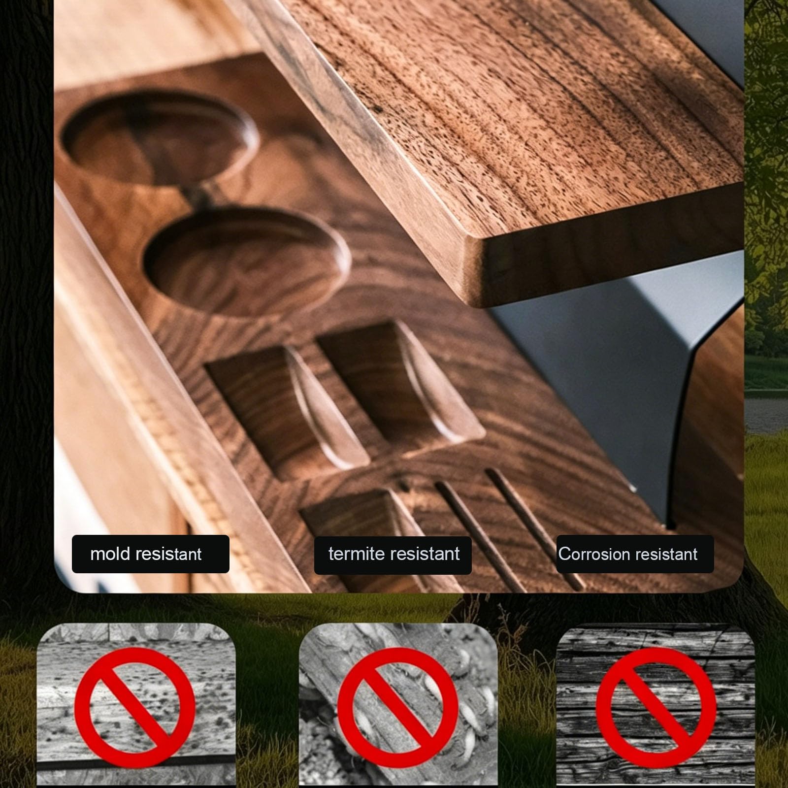 Organizador De Granos De Café De Madera con 12 Tubos, Contenedor PortáTil para Dosis Individuales, 3 Orificios para El Recipiente De Polvo & 2 Rejillas De DistribucióN De Agua