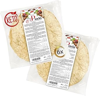 Keto Protein Wraps Line@ - 0,3g Sugars, 8,8g Protein per wrap - Tortillas Keto Snack, high Protein, Low Calories 12 Wraps 2 packs of 6 wraps, 480g