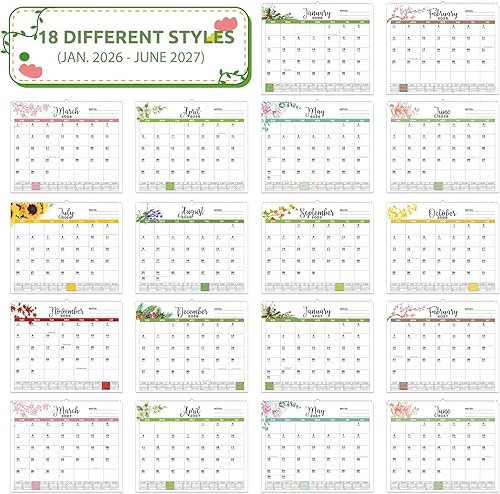 Miniatura 4 de Calendario de pared 2026, calendario de 18 meses, enero 2026 a junio 2027, 14.6 x 11.8 pulgadas, calendario de escritorio 2026 con bloques grandes,