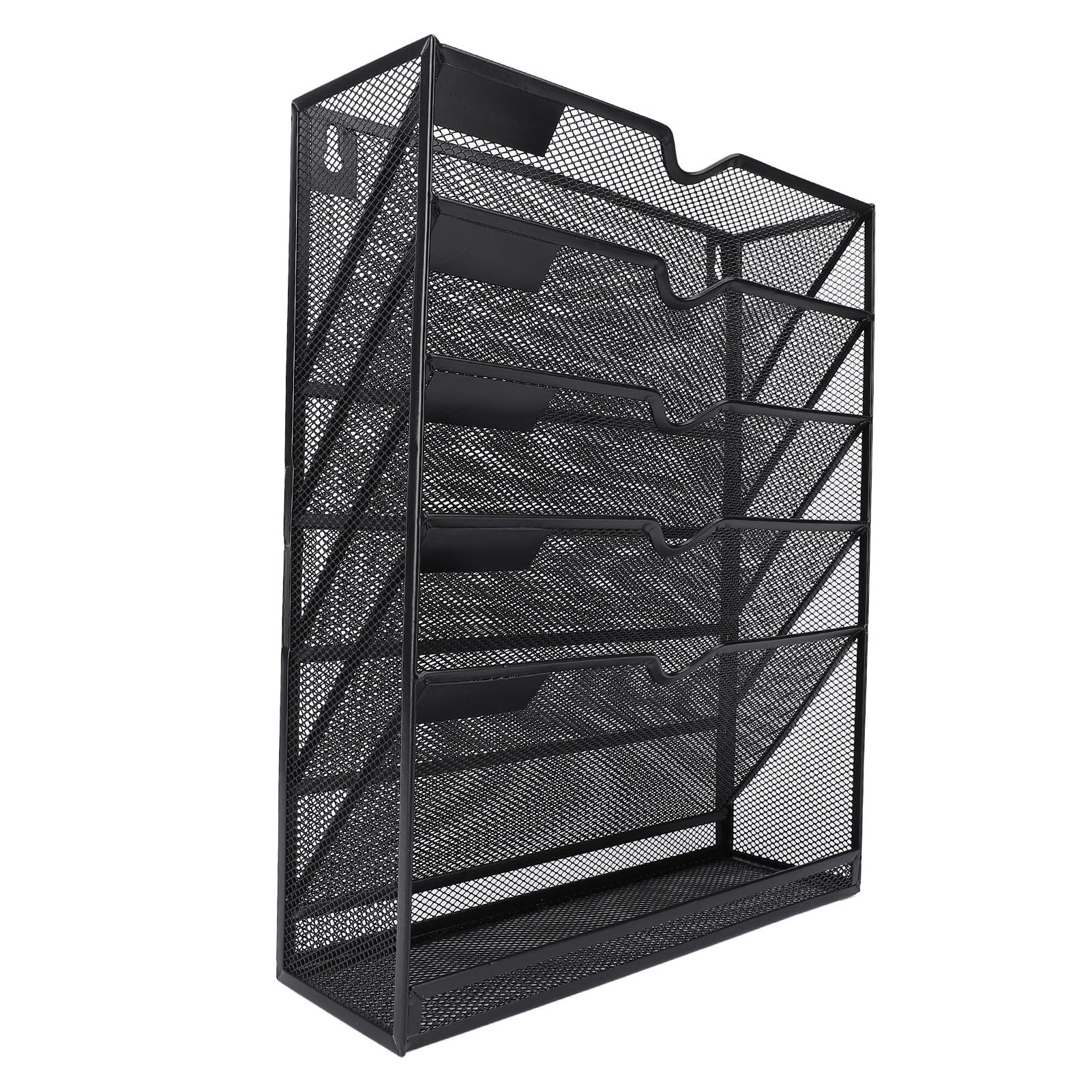 Organizador de Archivos de Montaje de Pared de 6 Niveles - Soporte de Carpeta de Colgantes de Metal Pesado para el Hogar/oficina | Diseño Vertical que Ahorra Espacio con 5