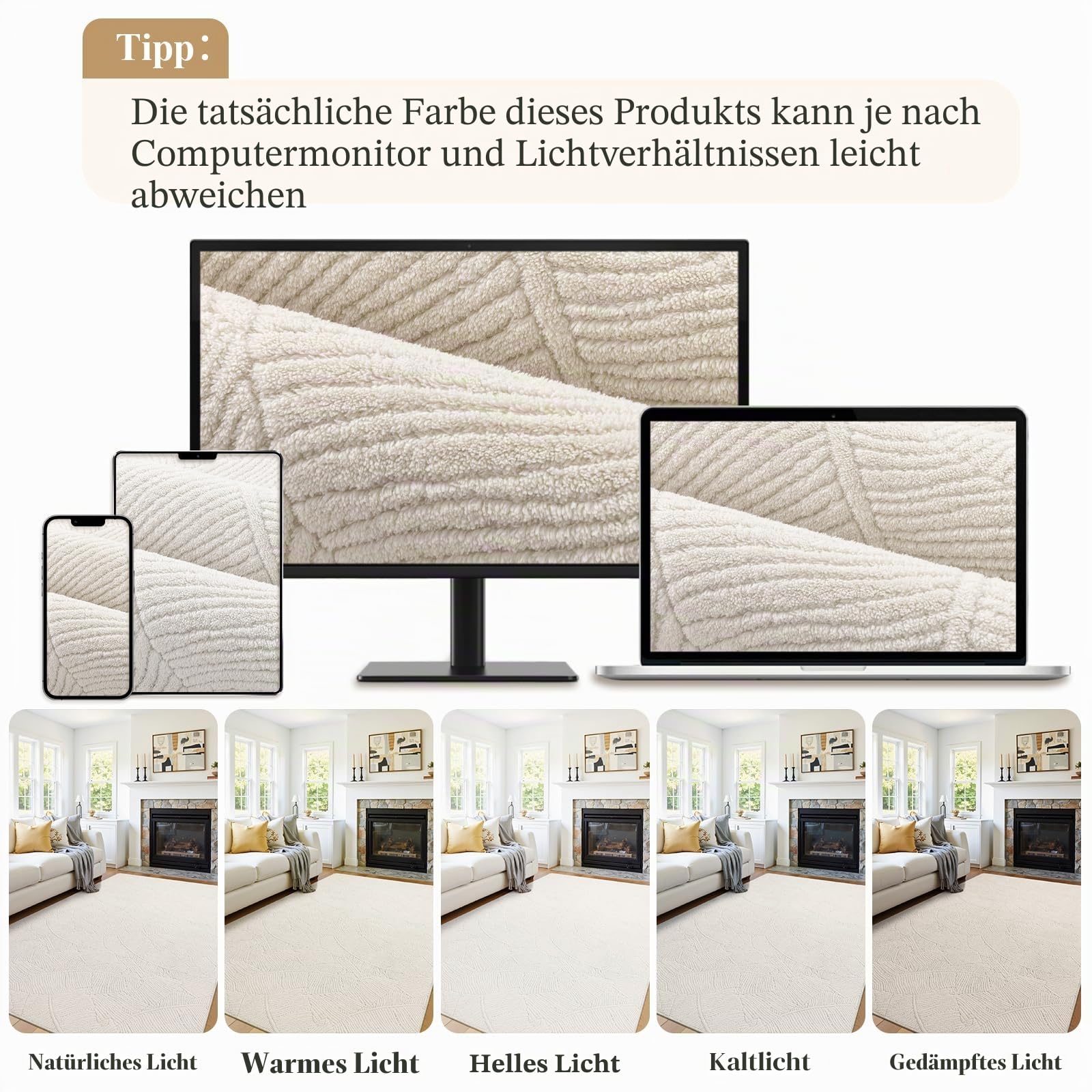 Enyhom Teppich Wohnzimmer Beige 200 x 300 cm Kurzflor Waschbarer Küchenteppich Moderner Wohnzimmerteppich Pflegeleicht Teppiche für Schlafzimmer Esszimmer