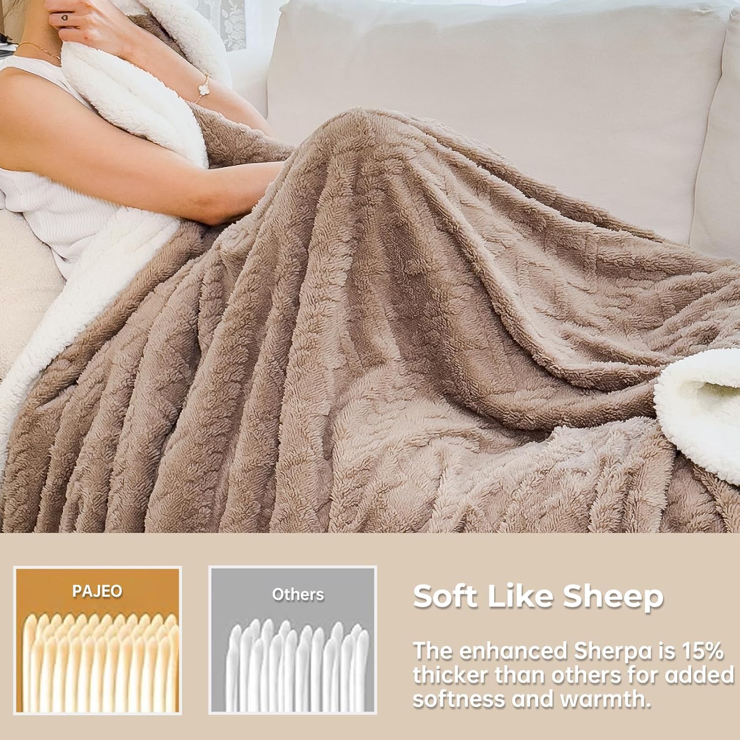 Sherpa Blanket for Bed - Fleece Soft Cozy Fuzzy Blankets Thick Warm for Winter and All Seasons (Brown, Throw(40"x60")) - Image 6