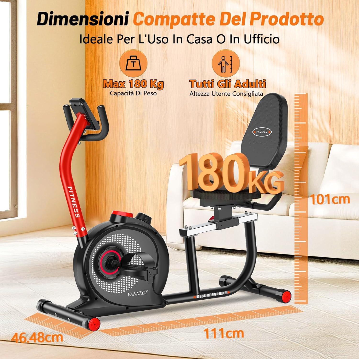Vannect R1 Recumbent Exercise Bike dimensions