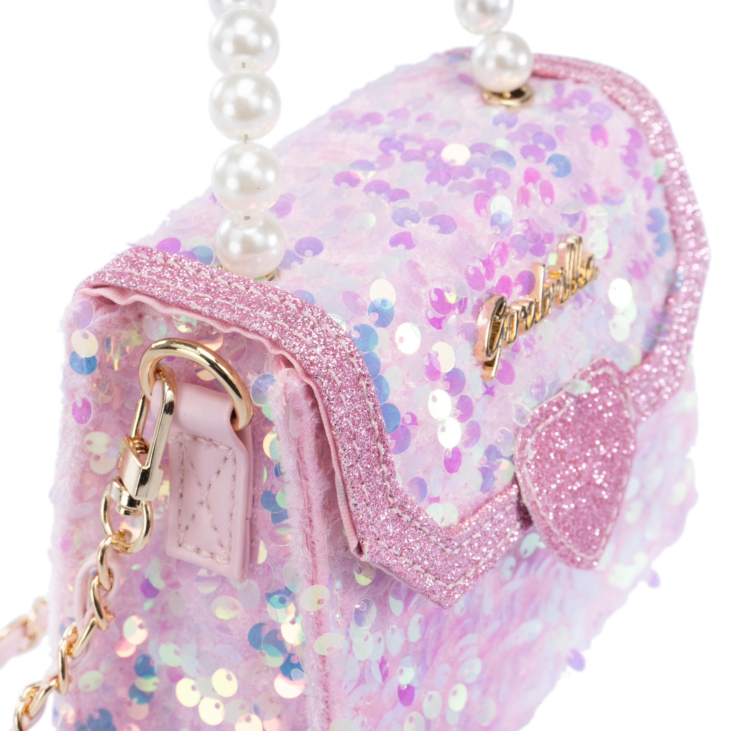Girabrilla Fashion - Bolso de mano con asa de perlas y correa