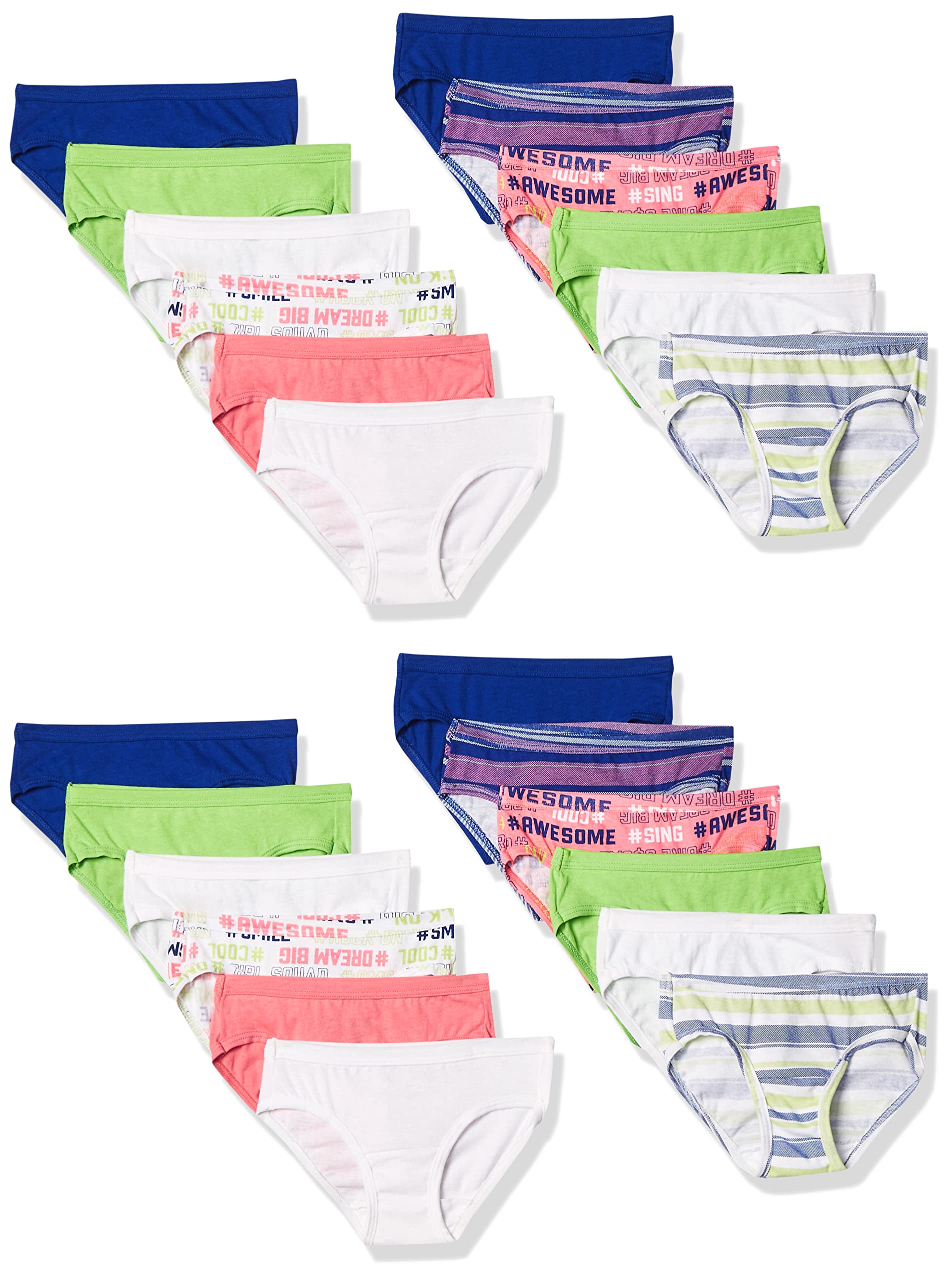 Fruit of the Loom Girls Big Cotton Underwear Assorted Multipacks Packs of 22 24