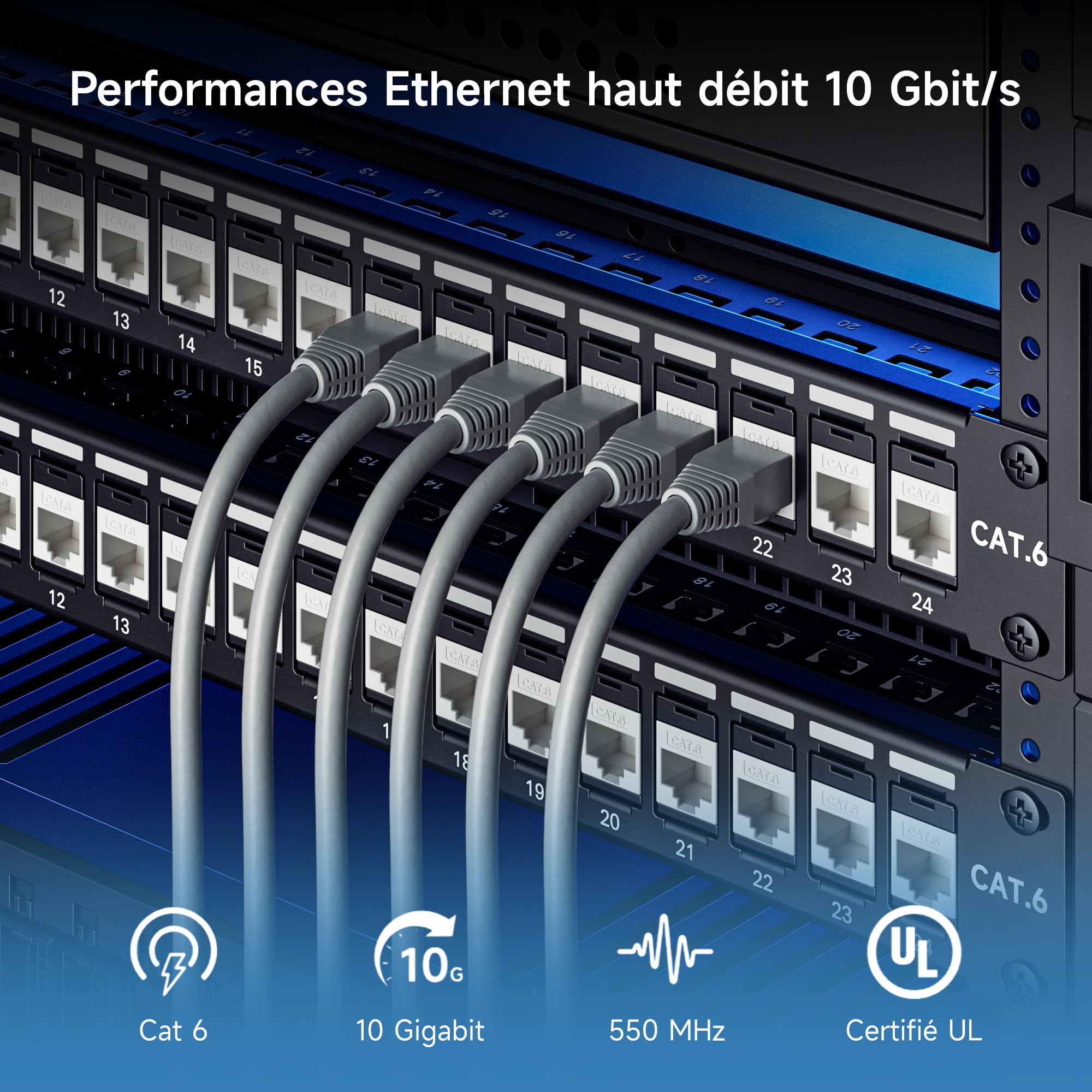 Cable Matters Ensemble de 25 Prises Keystone Cat6 RJ45 [UL Certifié] en Blanc et Support Keystone Punch-Down