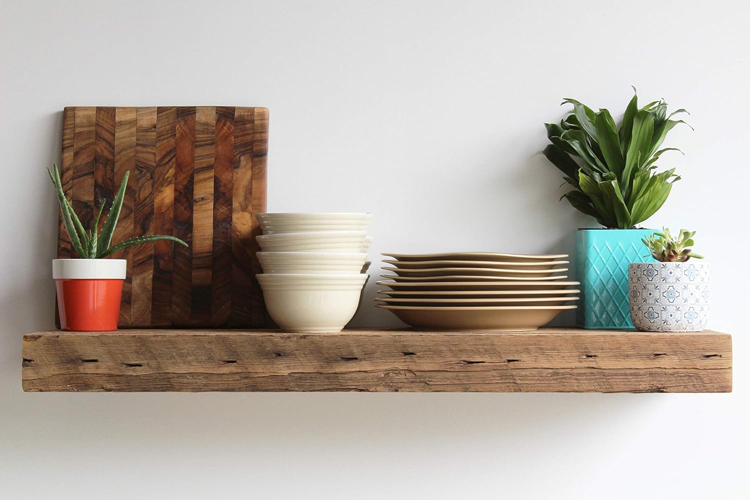 Urban Legacy Reclaimed Barn Beam Deep Shelves | Deep Shelves with Brackets Included, Set of 2 | (Natural Low Profile Bracket, 48" x 11" x 3")