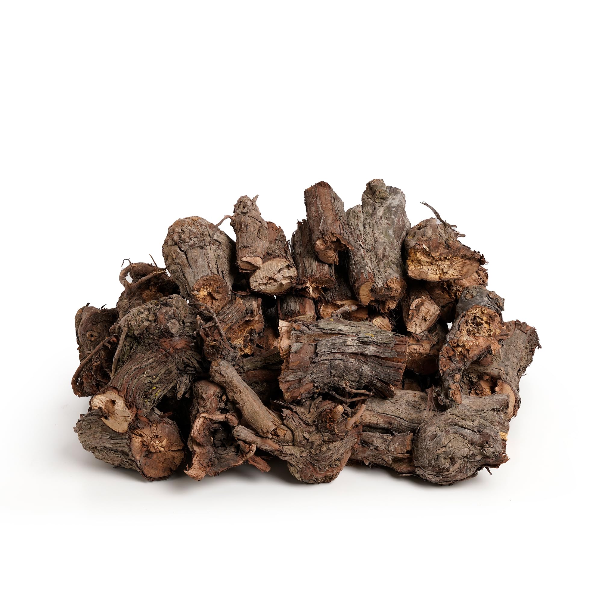 19kg de Leña de Cepa de Viña. Ideal para Barbacoas de Carnes, Pescados y Verduras. Encendido rápido como el carbón y Muy aromático. Hecho en España. 100% Natural sin aditivos.