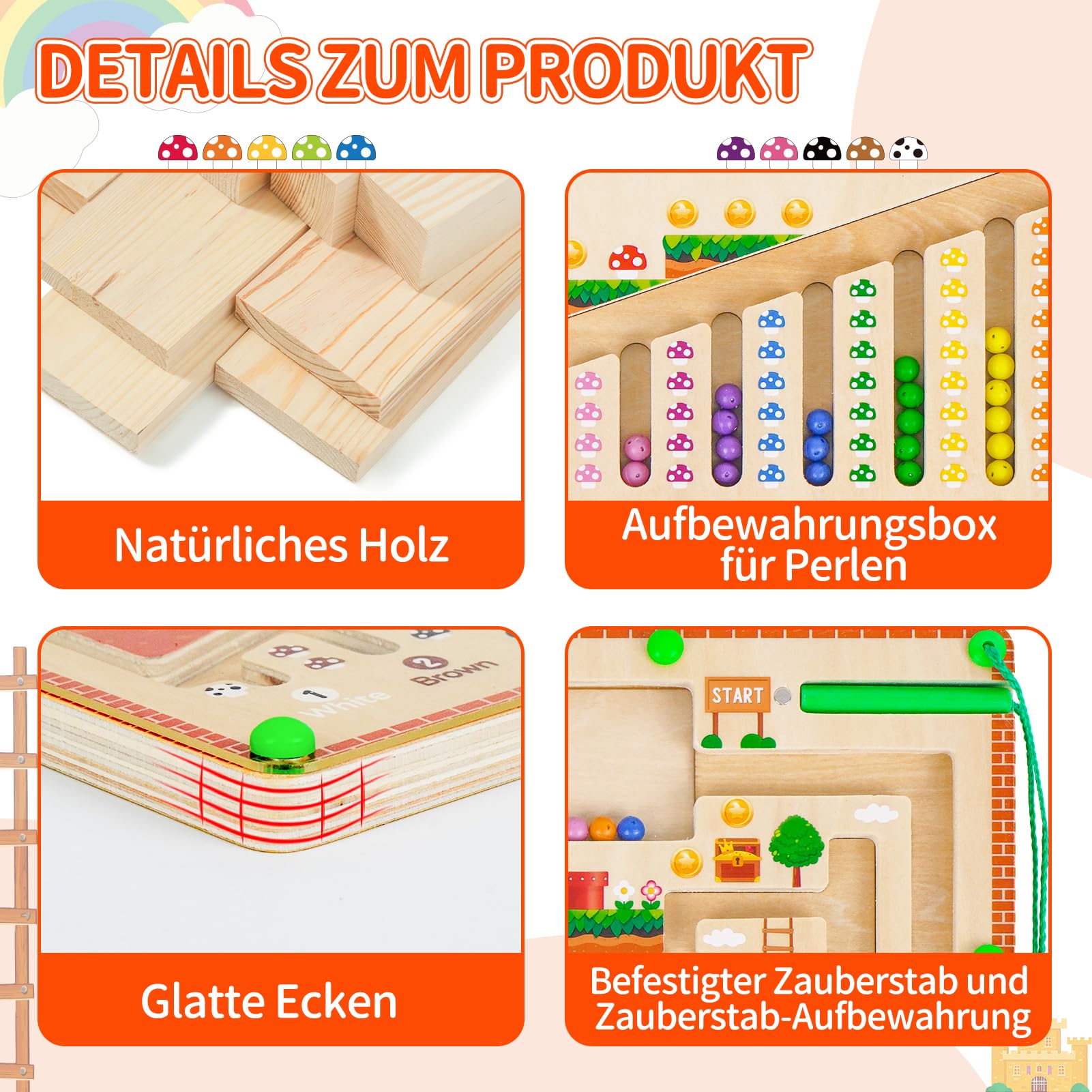 Montessori Speelgoed voor 2 3 4 Jaar Oude Jongens Meisjes Kinderen Geschenken, Houten Magnetisch Doolhof Speelgoed Leeftijd 3 Peuter Leren Educatief Speelgoed Kleur Sorteren Spel Kerst