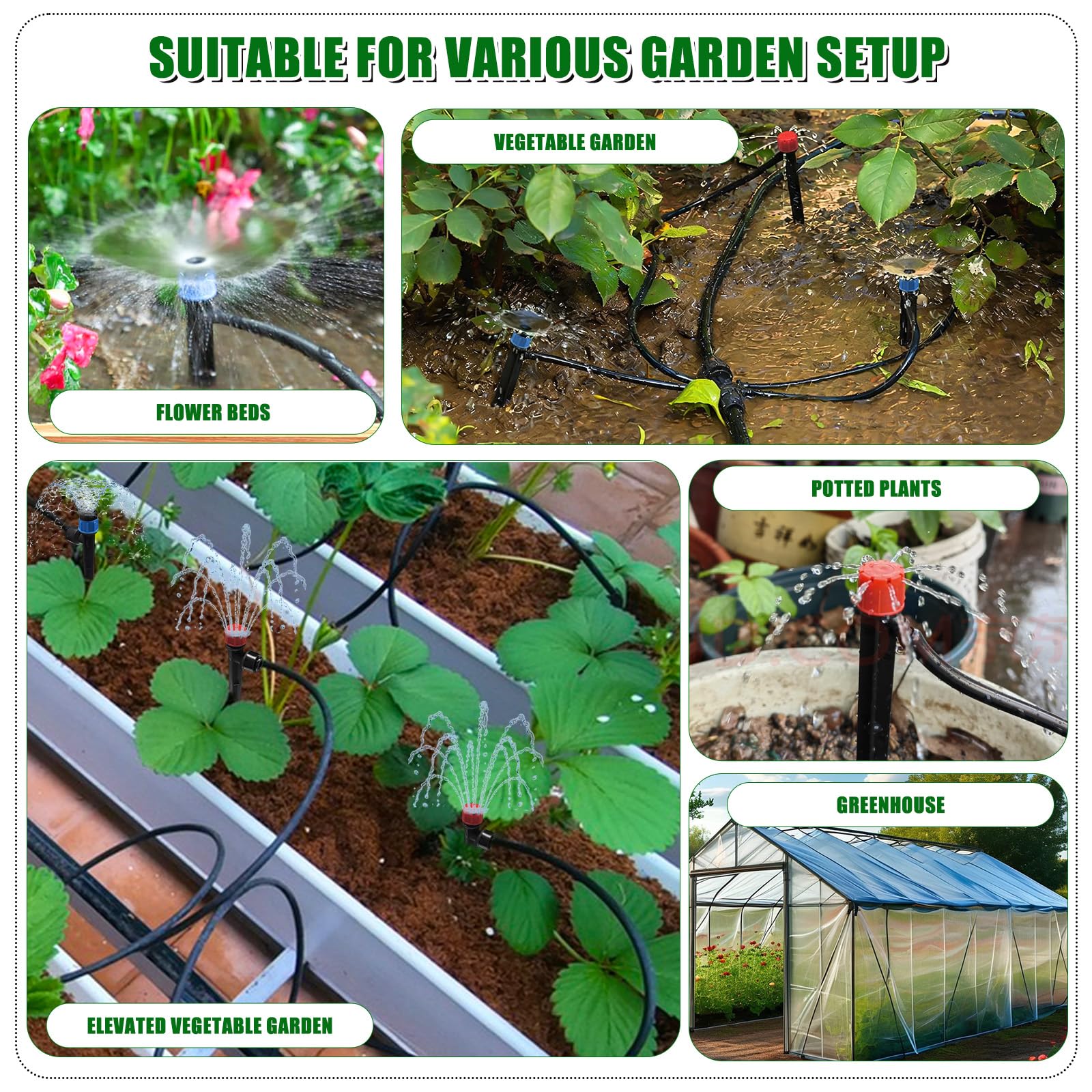 Bewässerungssystem Garten Tröpfchenbewässerungsbausätze 25 m +15 m Bewässerung Garten Bewässerungssystem Gewächshaus, Misting Kühlsystem für Hochbeet, Landschaft, Terrasse Pflanzen