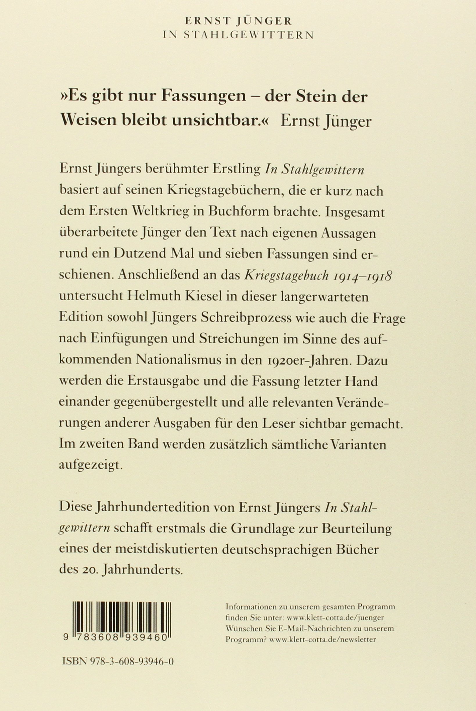 In Stahlgewittern: Historisch-kritische Ausgabe