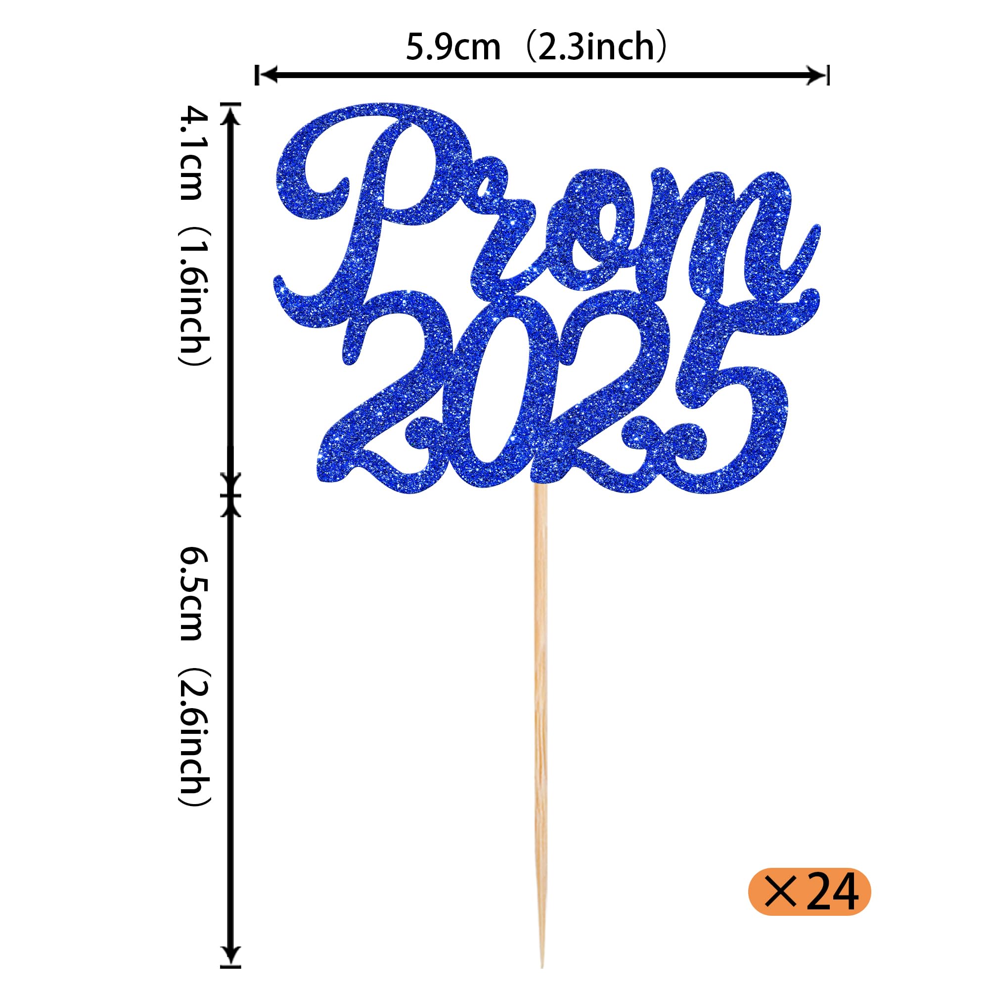 Xsstarmi 24 Pack Prom 2026 Cupcake Toppers Glitter 2026 Prom Graduation Cupcake Picks for Class of 2026 College Graduation Prom Party Cake Decorations Supplies Blue - Image 2