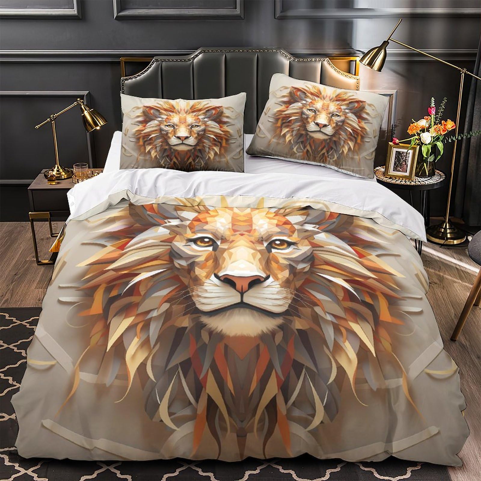 Parure de lit lionceau 3D 200x200 housse de couette microfibre pour ado