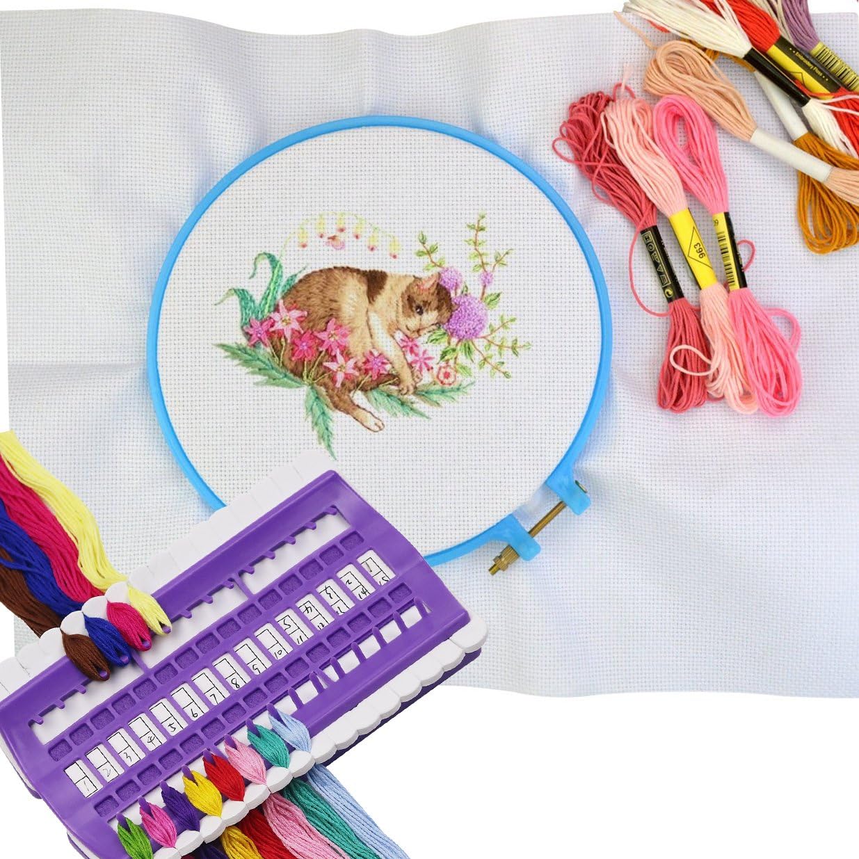 D&D Embroidery Floss Organizer, Plastic & Foam, Purple, 6.9 x 4.3 x 0.9 inches