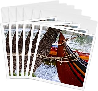 3dRose Greeting Cards - Nose of an ancient wooden sailboat tied up to a tree Digital painting - 6 Pack - Alexis Photo-Art - Transport Water