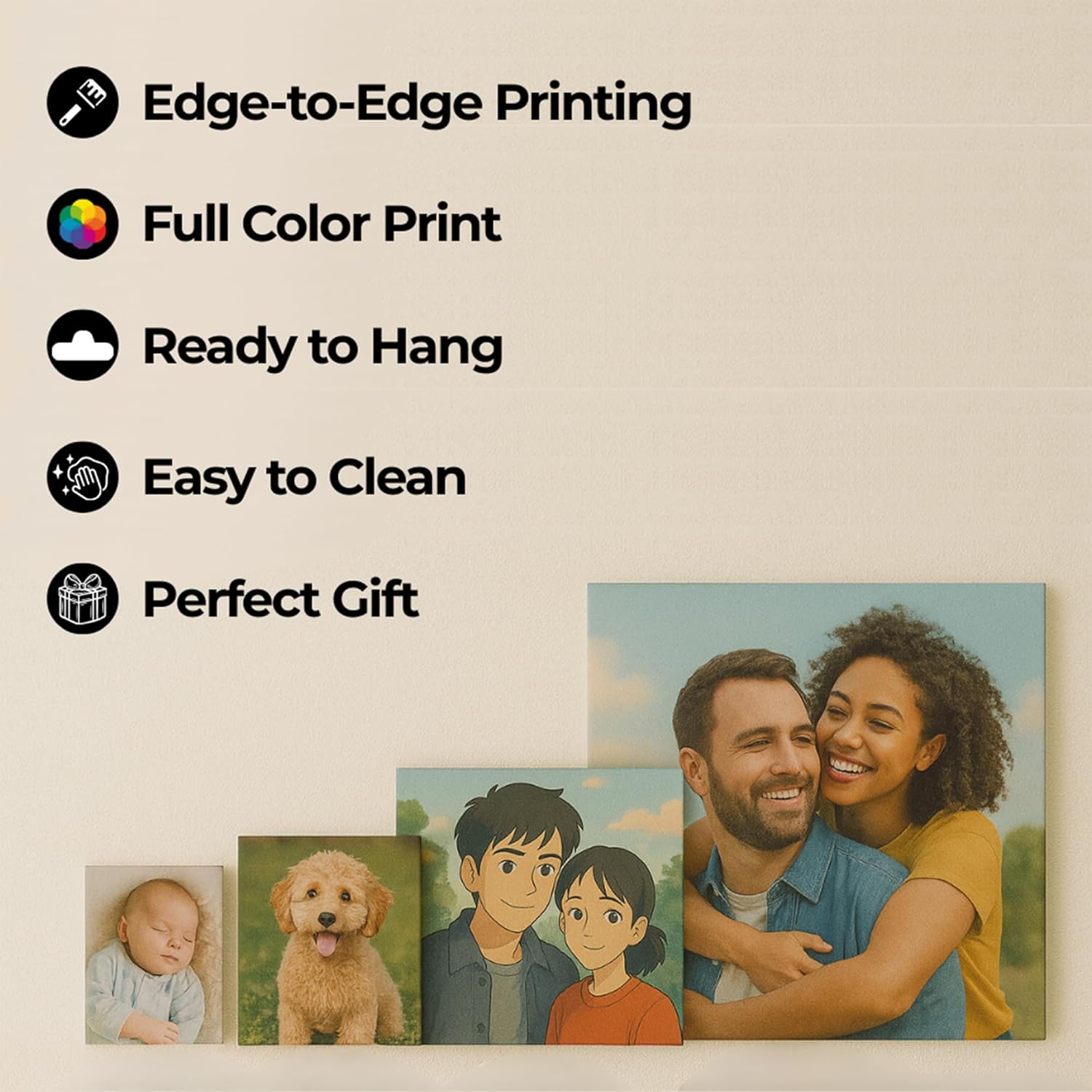 Custom Wall Canvas by DreamController - Personalized Wall Art with Your Photo, Text or Logo | Framed Art Decor for Home & Office | Made In USA | Fast Delivery | HD Print | Multiple Sizes | Set of 1