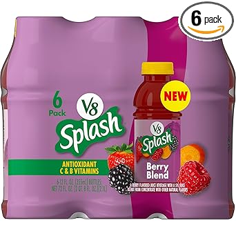 V8 Splash Berry Blend Flavored Juice Beverage, 12 fl oz Bottle (6 Pack)