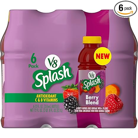 V8 Splash Berry Blend Flavored Juice Beverage, 12 fl oz Bottle (6 Pack)