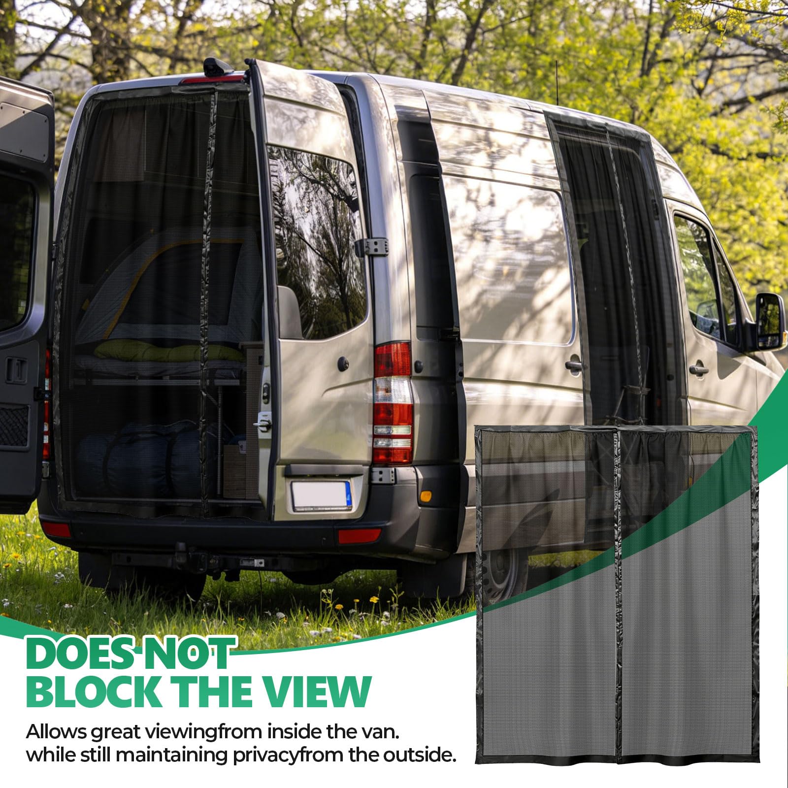 JOJOCY Zanzariera magnetica per furgoni Mercedes Sprinter (tetto medio/alto), Renault Master, VW Crafter (tetto alto/super alto), Ford Transit camper (lato e porta posteriore, 210 x 150 cm)