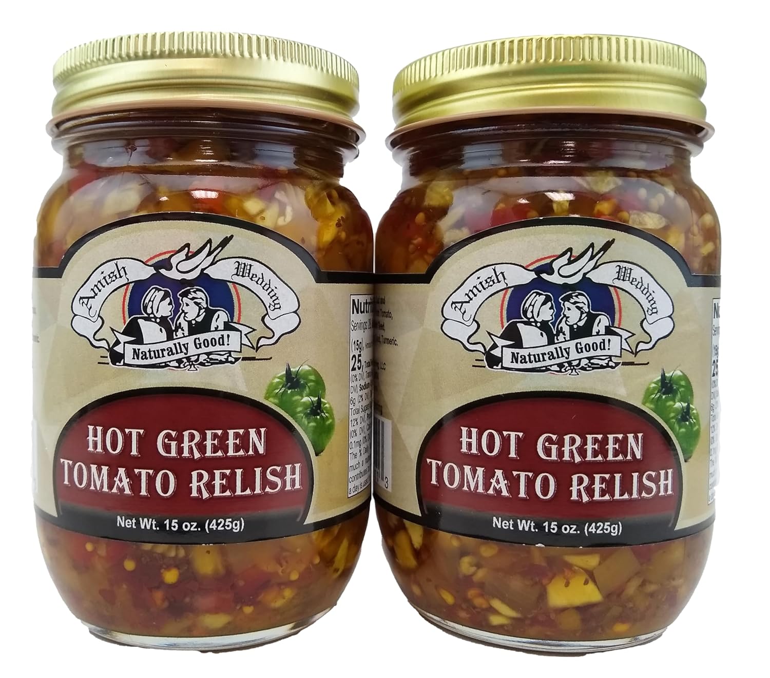 Amish Wedding Hot Green Tomato Relish 15 Ounces (Pack of 2)