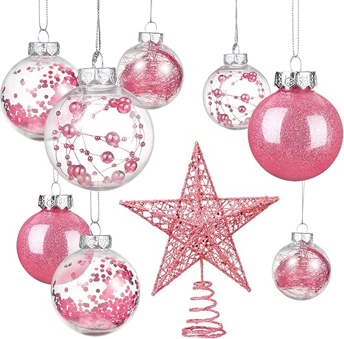 Miniatura 2 de 24 bolas de Navidad de plástico inastillables de 2.36 pulgadas, bolas de árbol de Navidad con una estrella de árbol de Navidad para Navidad, Año