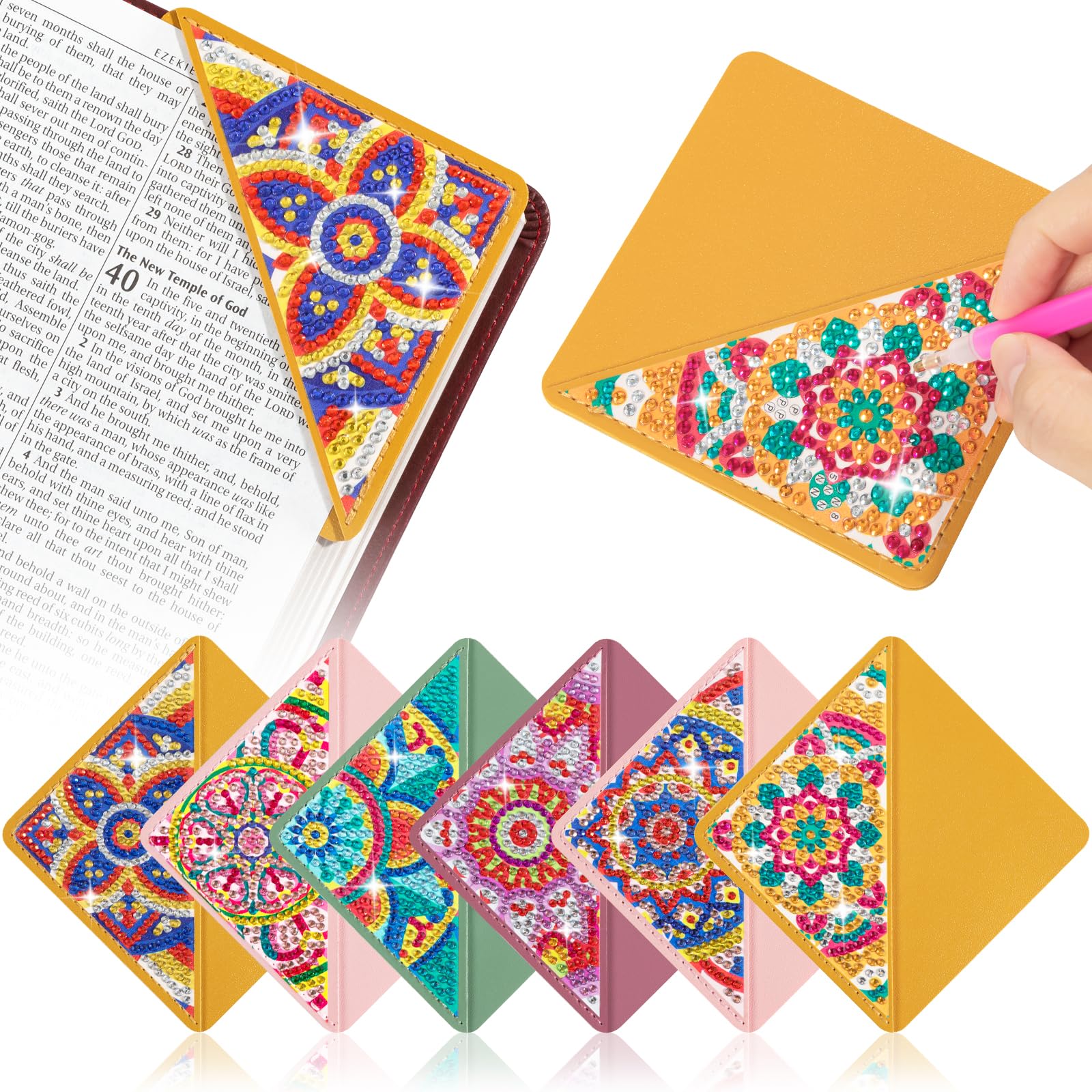 6 PCS Diamond Art Bookmarks, Diamond Painting Bookmarks for Book Lovers 5D DIY Bookmark Corner Bookmark Adults Crafts Diamond Art Kits for Home Office