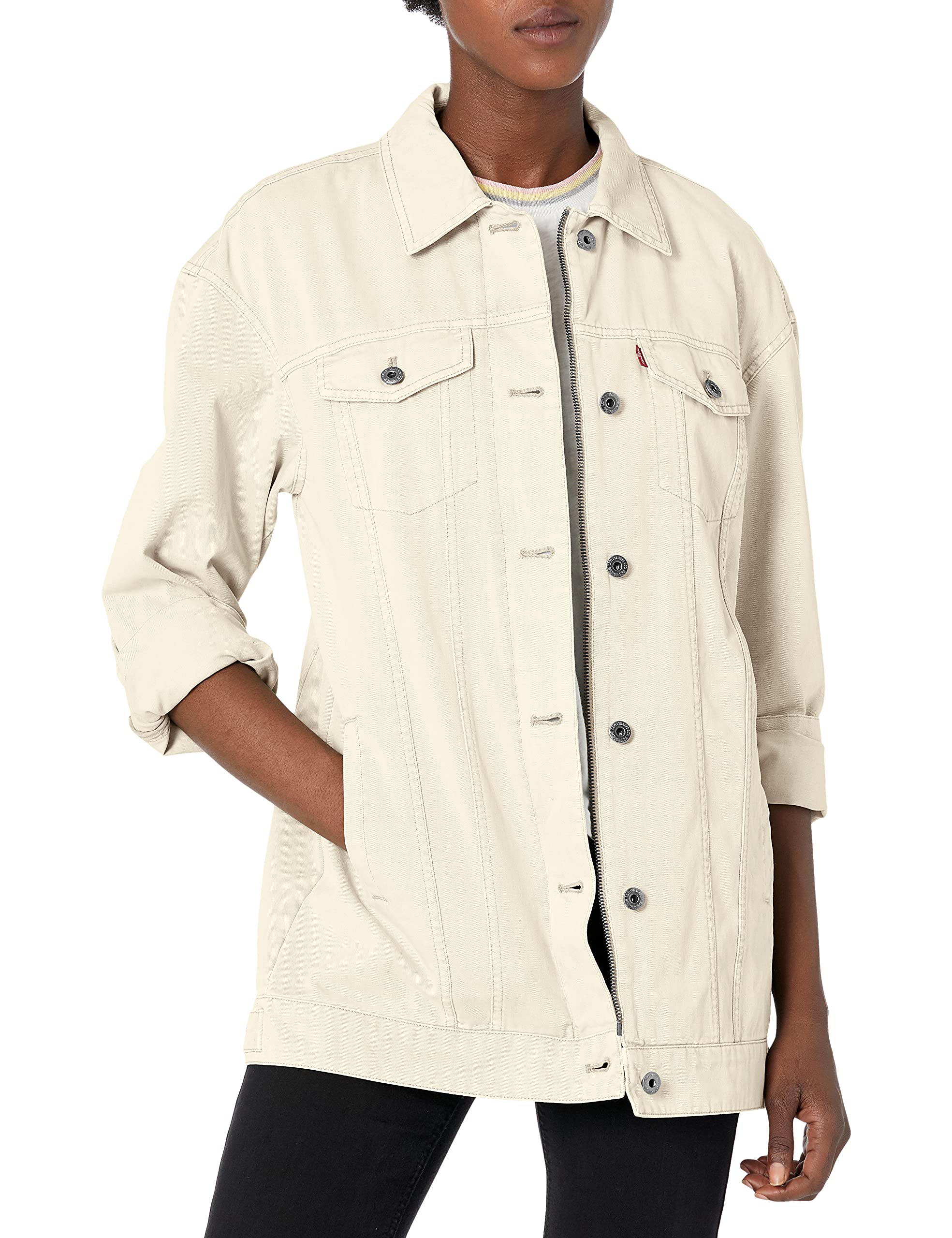 Levi's Women's Oversized Long Cotton Trucker Jacket (Standard and Plus Sizes)