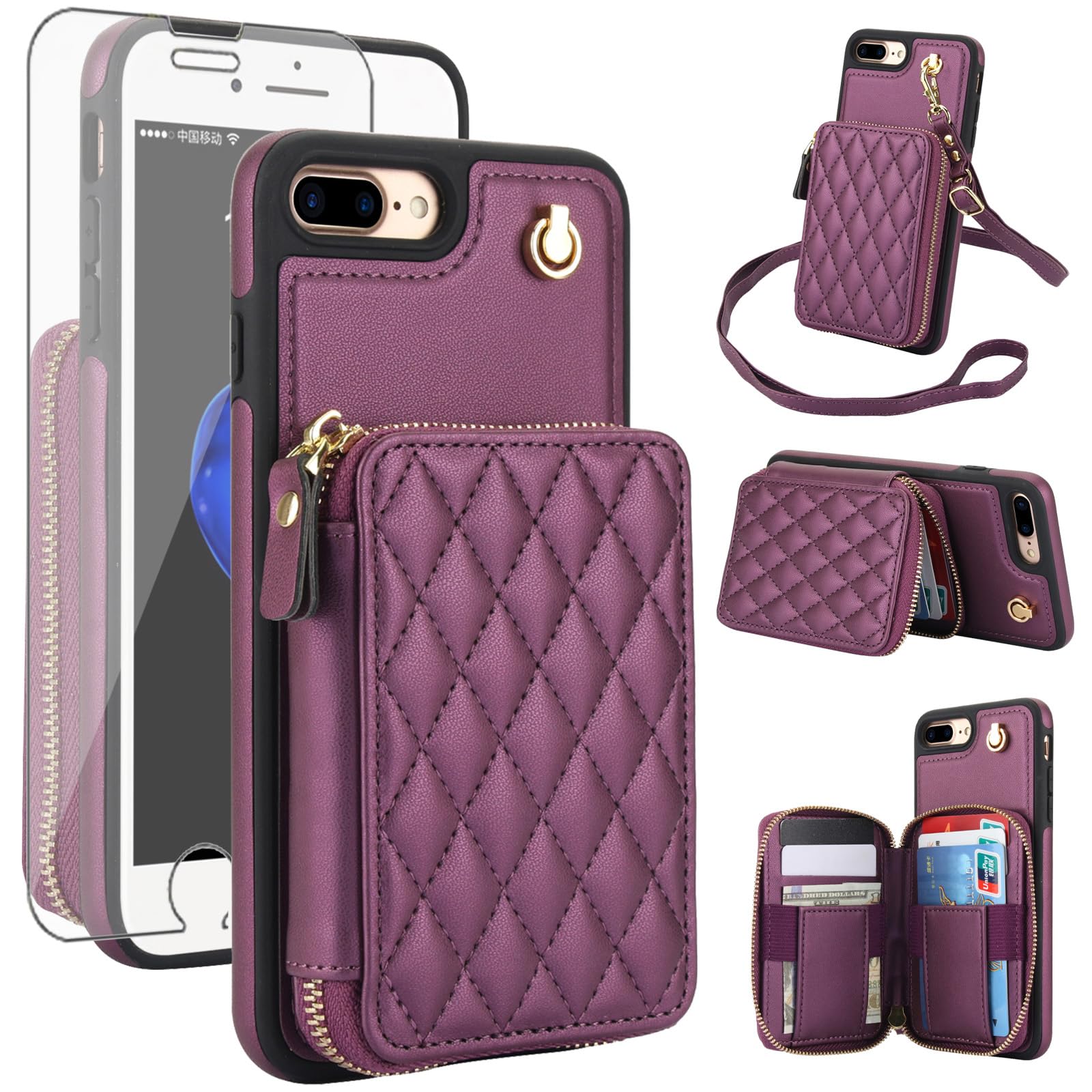 Étui portefeuille iPhone 7 Plus protection verre trempé et blocage RFID - 8