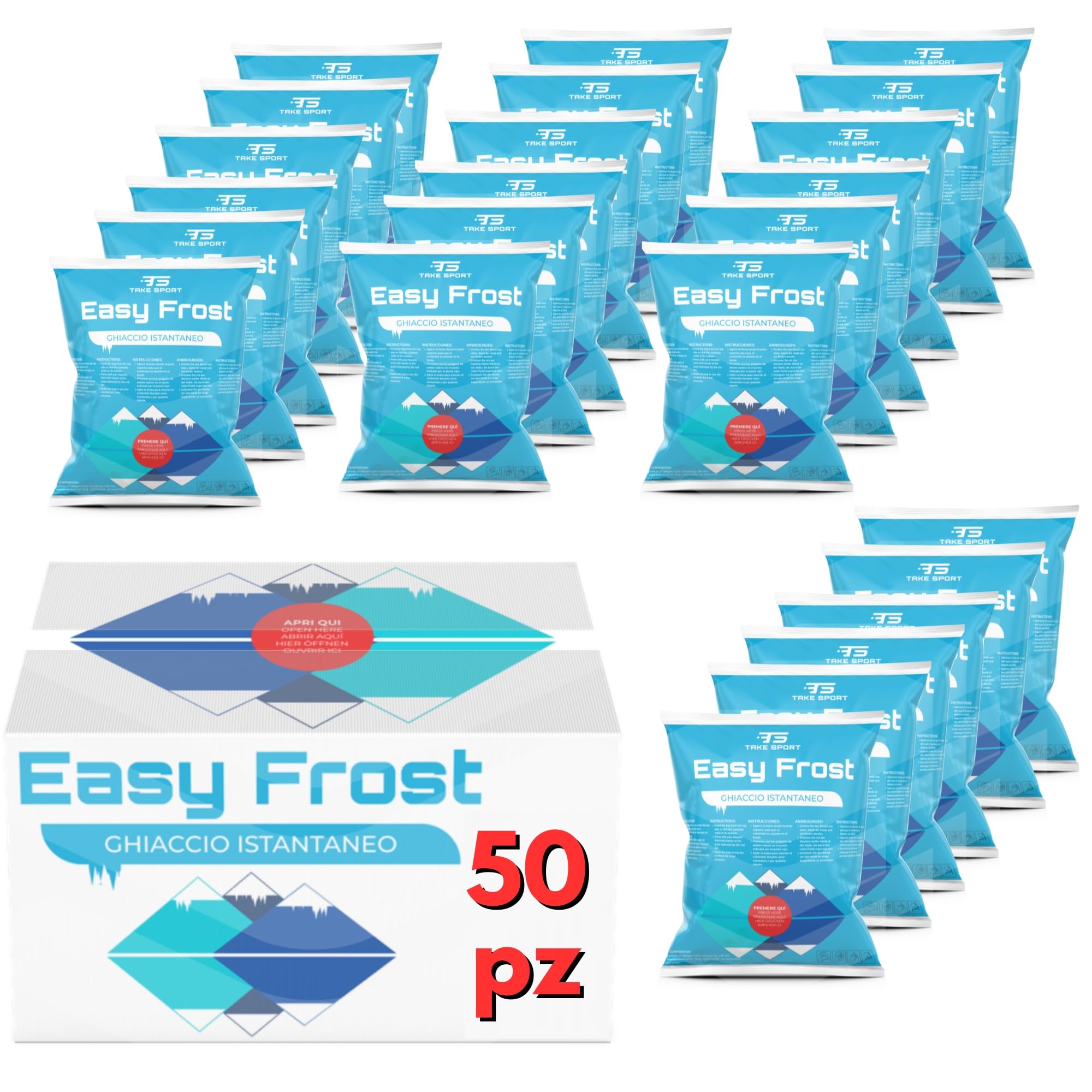 TS TAKE SPORT Neu 2024! Instant Eis, Einweg Sport Frostsack, Instant Eis Umschläge, Eis für Knie, Instant Trockeneis Umschlag. 50 STÜCKE
