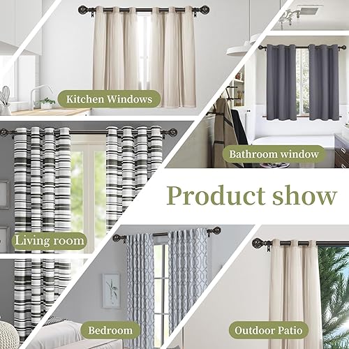 Miniatura 5 de Bronze Farmhouse Curtain Rods for Windows:18-45 Inch Heavy Duty Adjustable Curtain Rod for Bedroom Living Room,Boho Decorative Rustic Drapery Rods