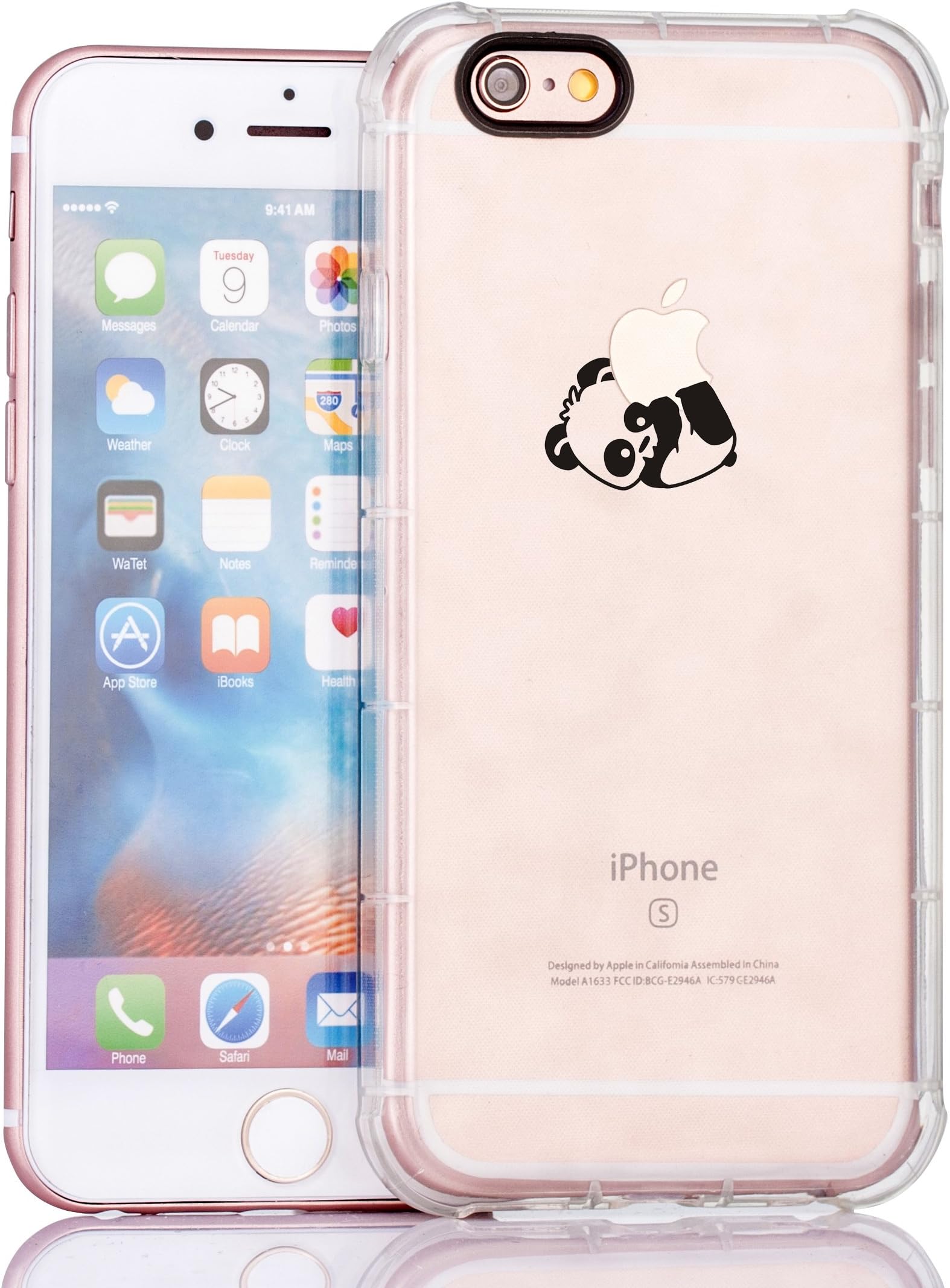 New Arrival Scratch Drop Resistance TPU Lovely Cute Panda Playing Logo Transparent SOFT Case Cover for iPhone 6 Plus/6s Plus 5.5 Inch