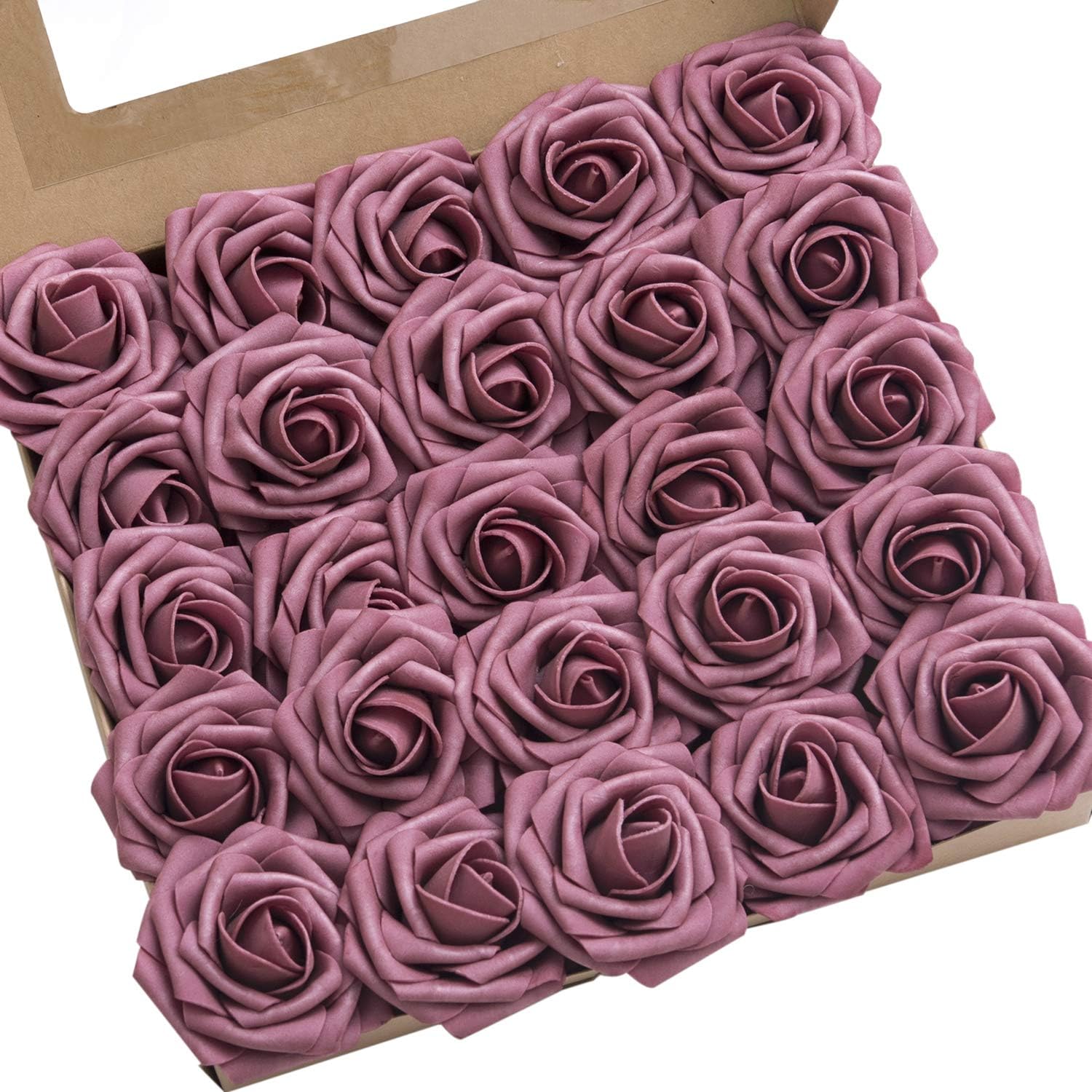 Ling's Moment Artificial Flowers Mauve Flowers 25pcs Realistic Mauve
