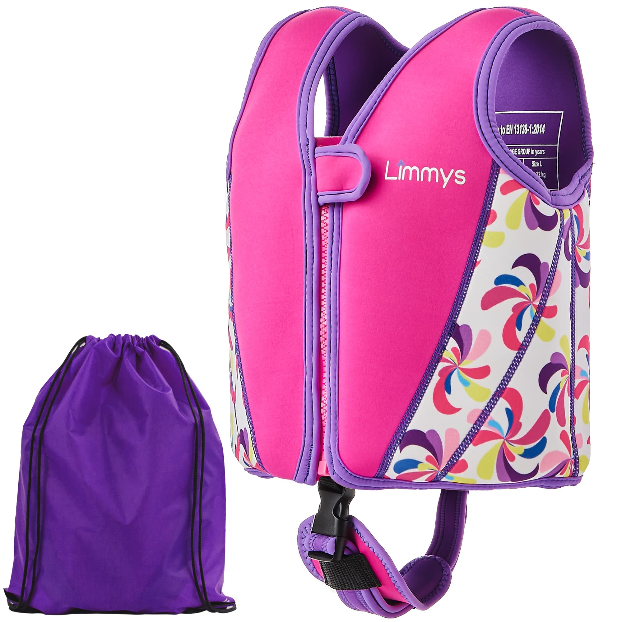 Limmys Chaleco de Natación para Niños Premium – Chaleco Flotador Infantil Que Ayuda a Nadar a Niños Pequeños – Chaleco de Piscina para Bebés, Niños y Niñas de Moderno Diseño – Incluye Bolsa