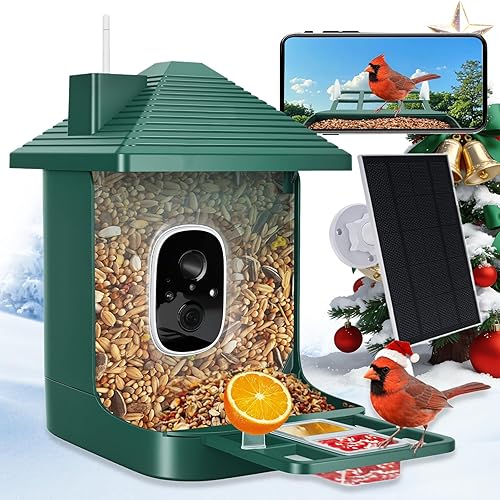 Miniatura 11 de Comedero inteligente para pájaros con cámara, identificación de especies con inteligencia artificial, casa de pájaros con energía solar, alertas de