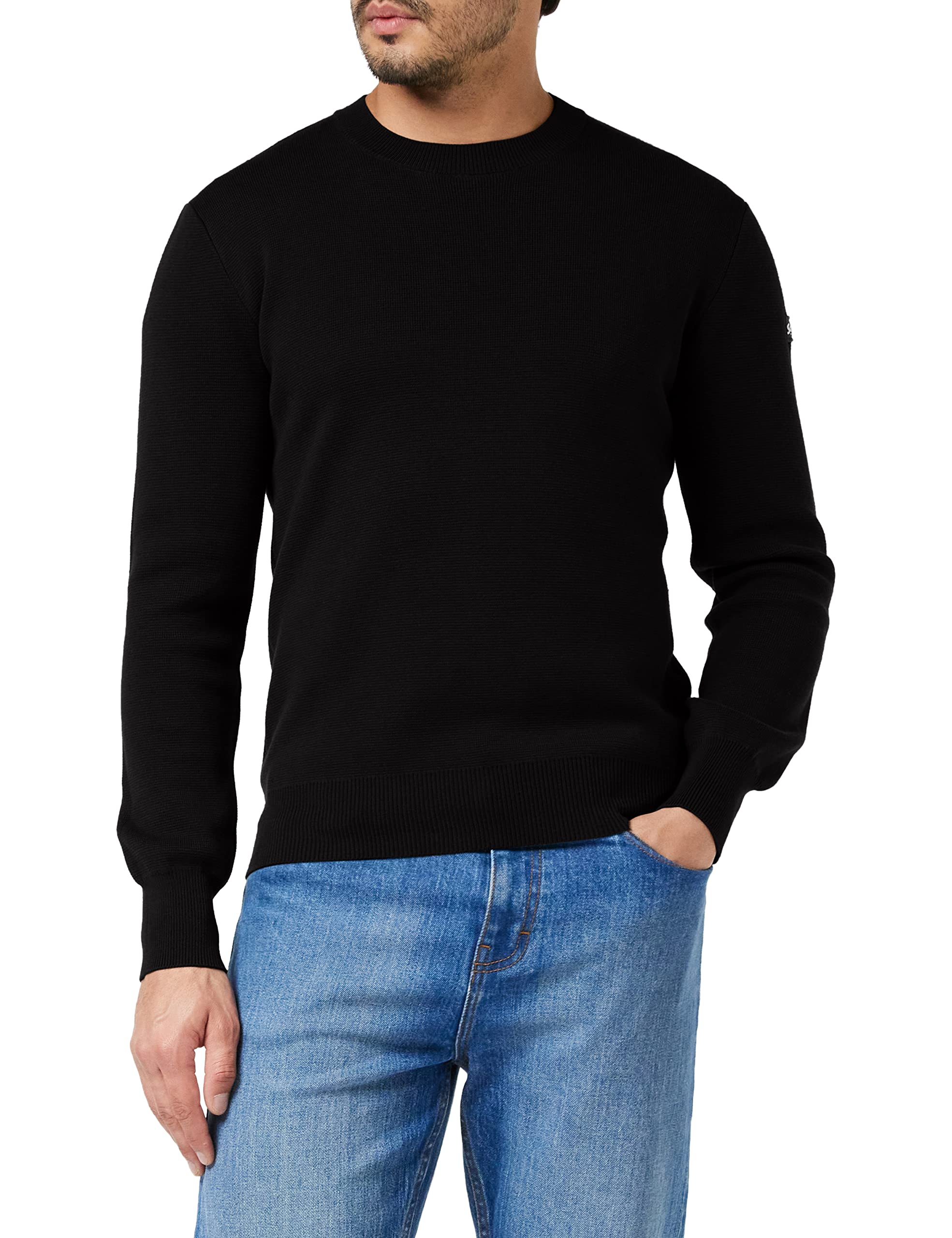 Schott NYC Men's Plkern1 Pullover Sweater Not Applicable, Black, Large