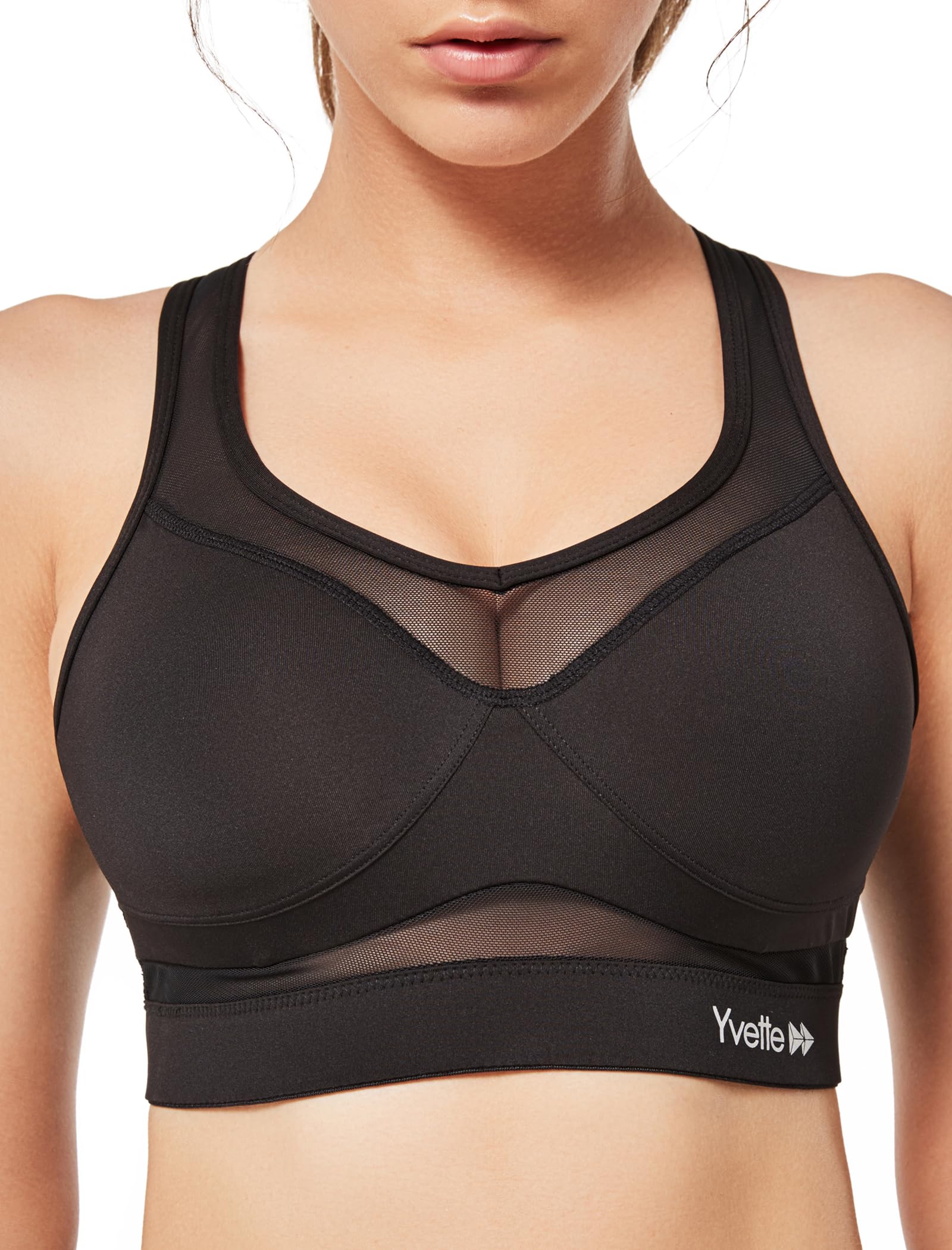 Yvette Reggiseno Sportivo Supporto Forte Mesh Racer Back Seni Grandi Senza Ferretto Imbottito per Il Fitness Running Yoga