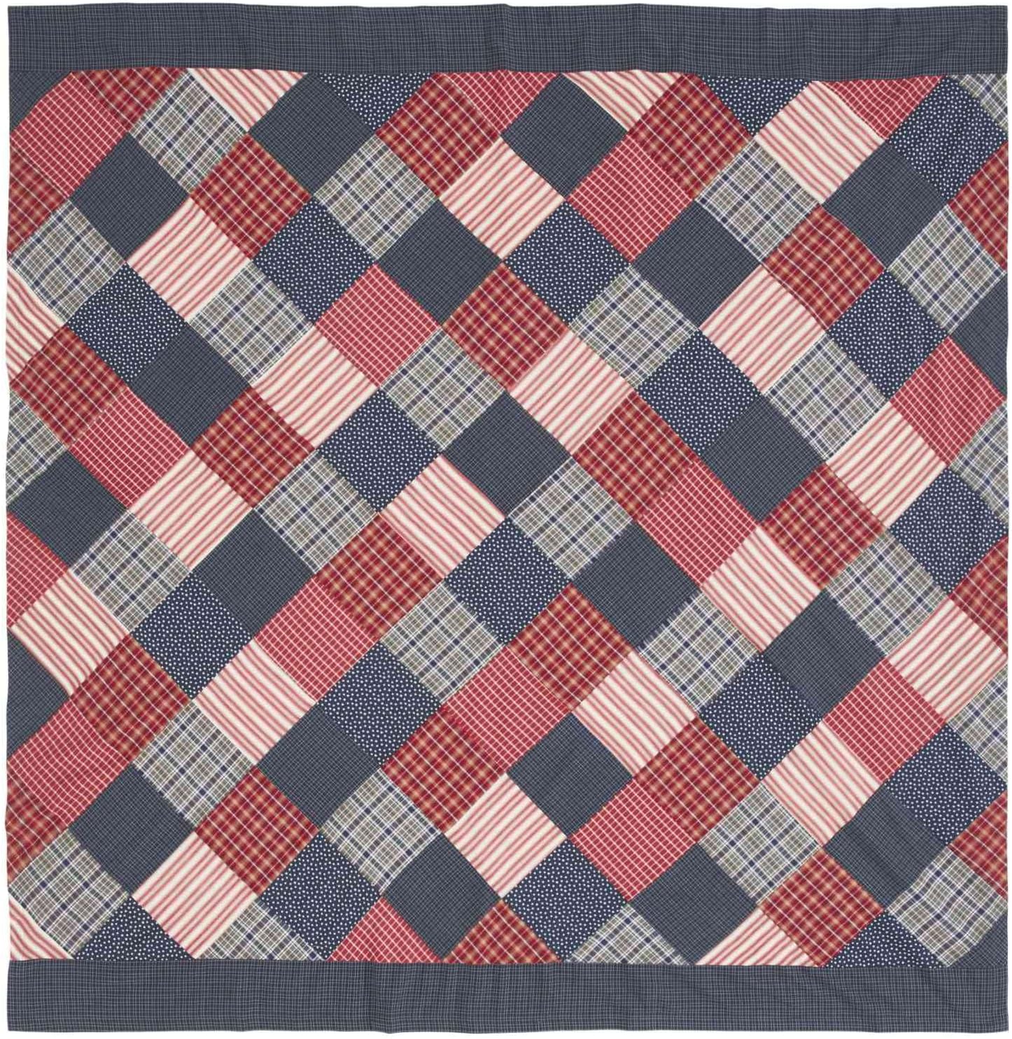 Primitive Country Americana, Revere Red White and Blue Patriotic Collection, Patchwork Shower Curtain 72x72