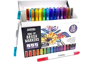 Art Skills: Fine and Brush Tip Color Markers (Set of 50)