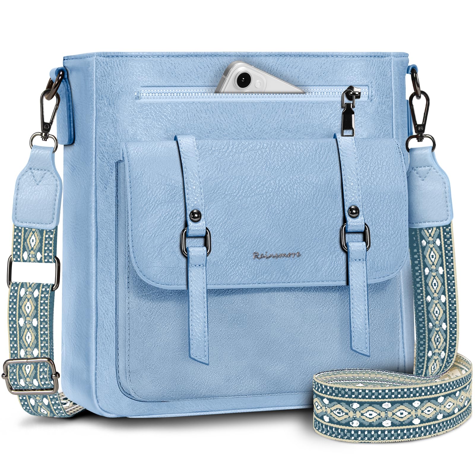 RAINSMORE Crossbody Bag for Women, Waterproof Leather Crossbody Purses