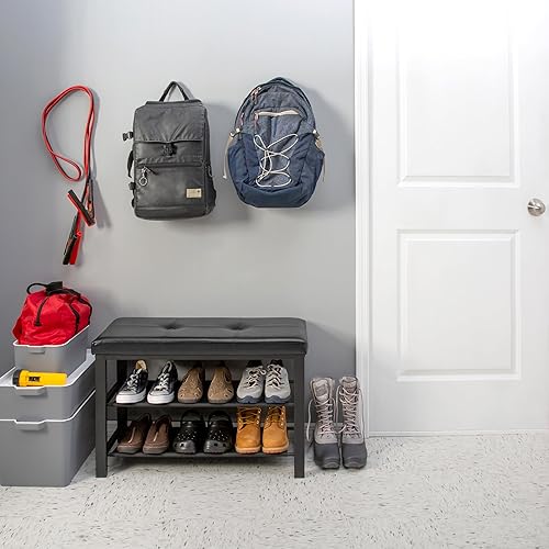 Miniatura 8 de Simplify Banco de almacenamiento, zapatero, otomano, acolchado para entrada, dormitorio, armario y pasillo, gris Gris,Negro -