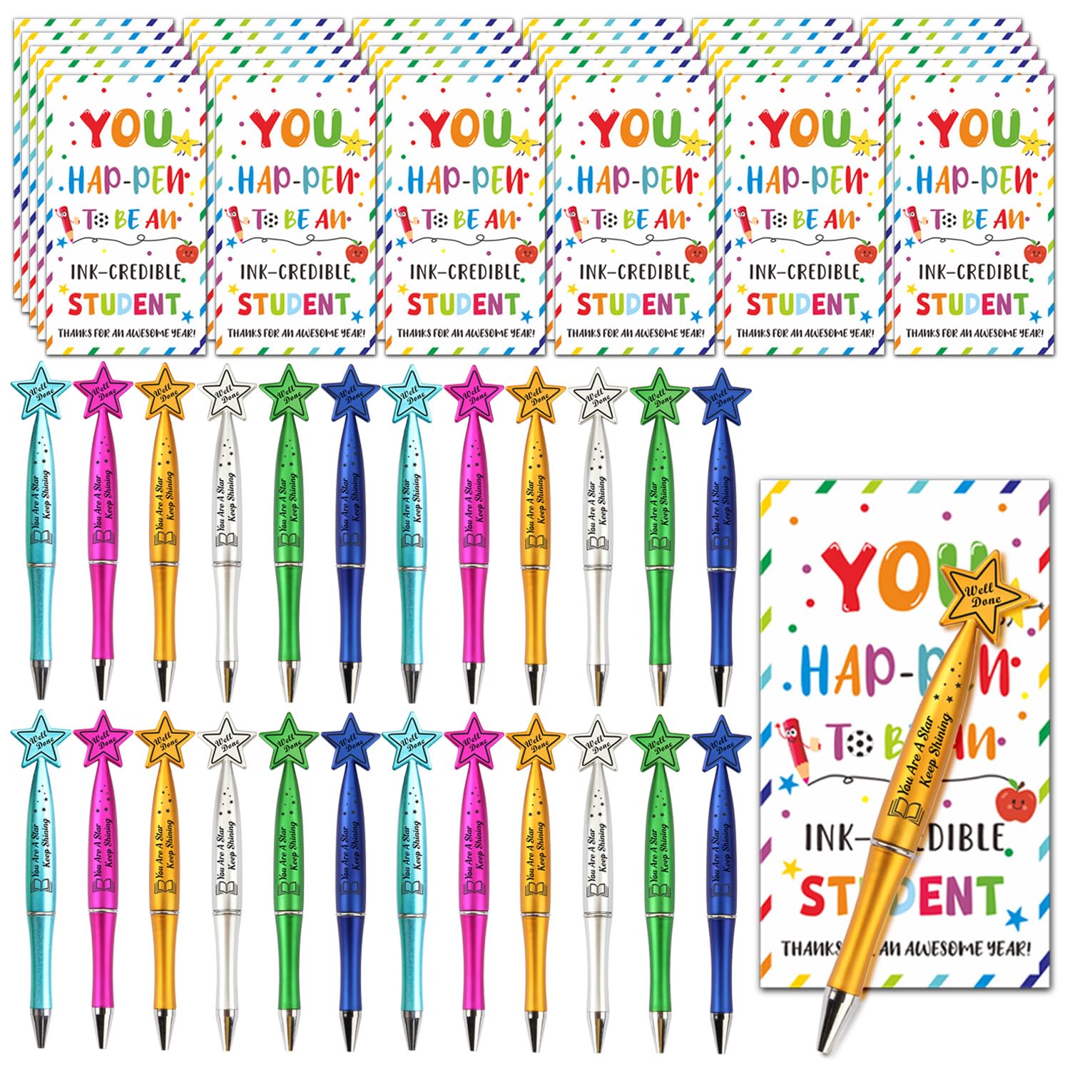 XINDY 30 Pack End of Term Gifts for Children, Gift for Students From Teachers, Year 6 Leavers End of Year Class Gifts for 30 Children, Motivational Pen With Cards to Pupils & Gift Bags