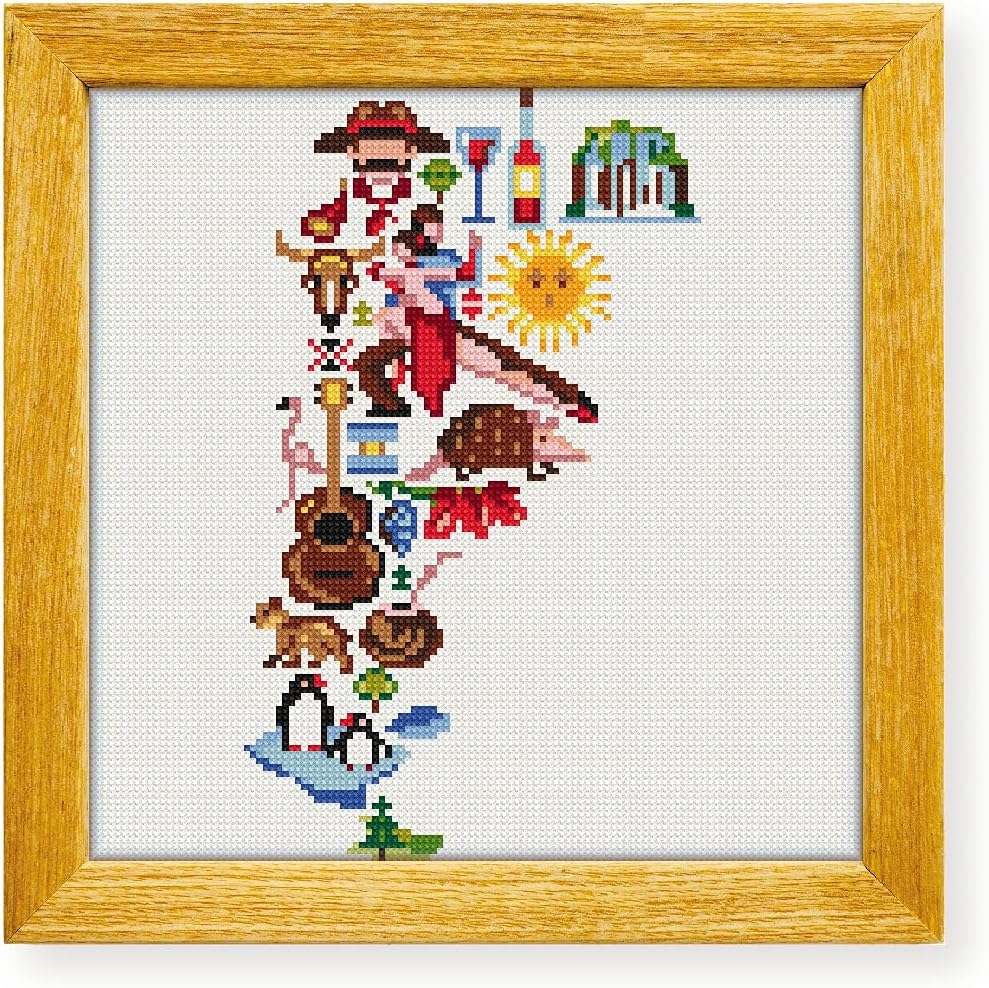 Awesome Pattern Studio Argentina in Icons DS838, Diamond Painting Kit, Diamond Art Kits for Adults, Full Drill 5D Diamond Dots Kits. All Items Included.