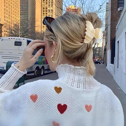 Vista 100 de Pinza para el pelo a cuadros para mujer, pinzas grandes a cuadros en blanco y negro, paquete de 2 Garra de pelo blanco y negro