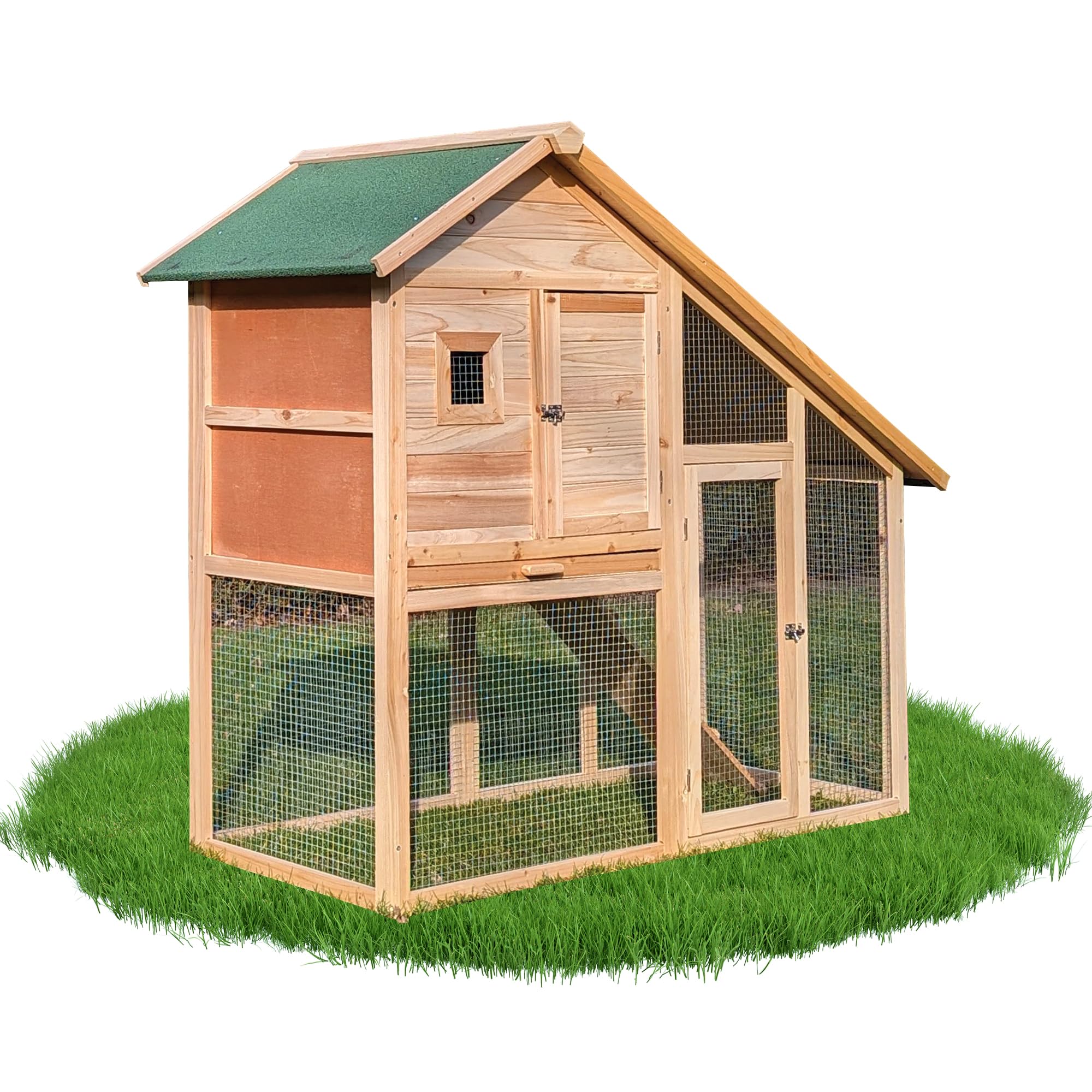 NYVI Kaninchenstall mit Auslauf 138x61x120 cm Natur - Kleintierstall mit Gehege - Einfache Montage, Langlebig, Stabil - Outdoor Hasenstall