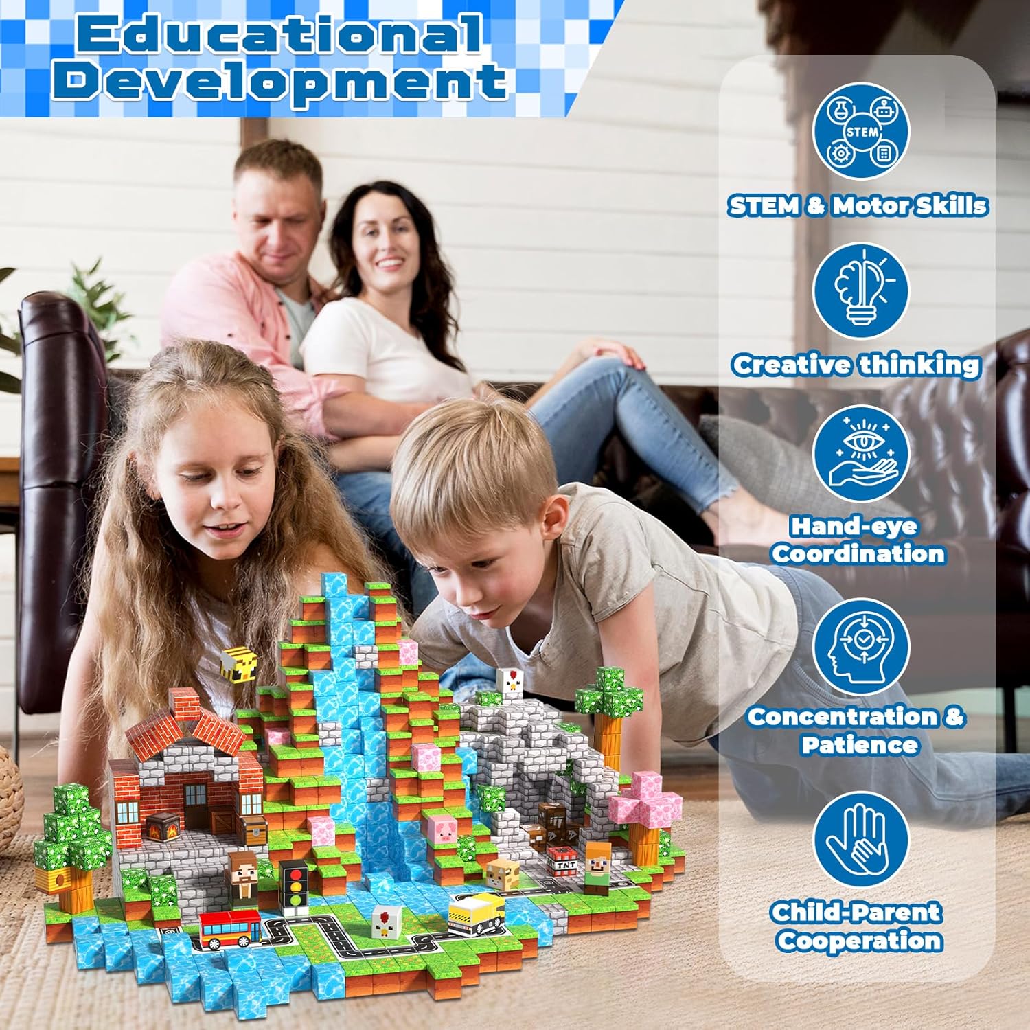 200 PCS Magnetic Blocks - Magnetic Building Blocks Cubes, Magnet Toys for Kids Age 3+, Toy Building Set for Kids, Magnets Stacking Construction Birthday Gifts for Boys Girls Age 4-8, 8-12