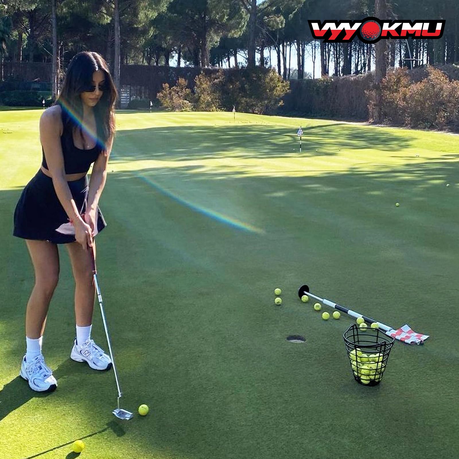 Mental Golfballkorb mit Griff, 2 Stück Golfballeimer, Edelstahl-Eimer mit Golfbällen, hält 50 Bälle Golfballhalter, tragbare Metallkörbe zur Aufbewahrung für Golfwagen-Zubehör