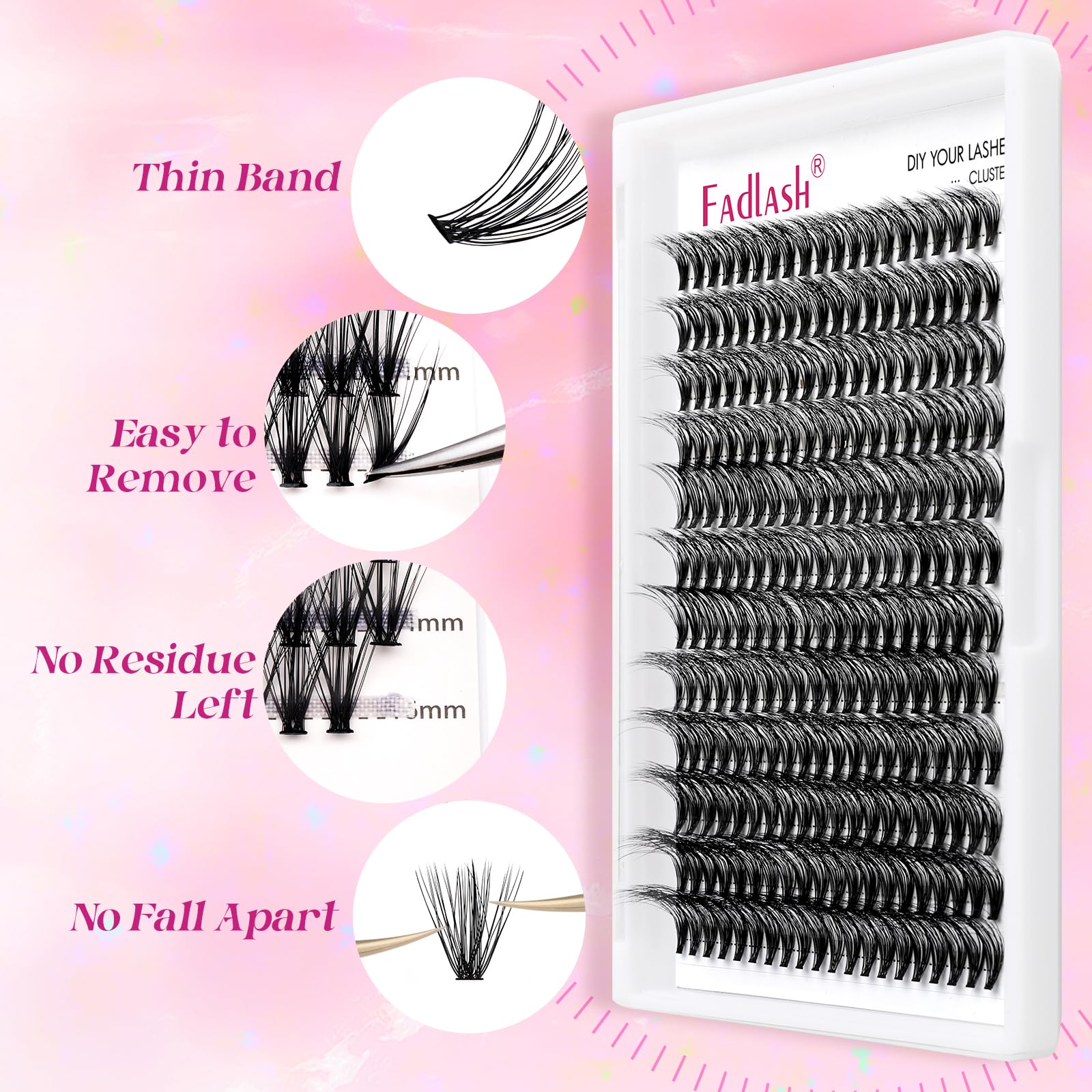 FADLASH Individual Cluster Lashes Large Tray 30D 0.07 D Curl 12-18mm 3D Russian Lashes Fluffy Wispy Natural DIY At Home - Image 3
