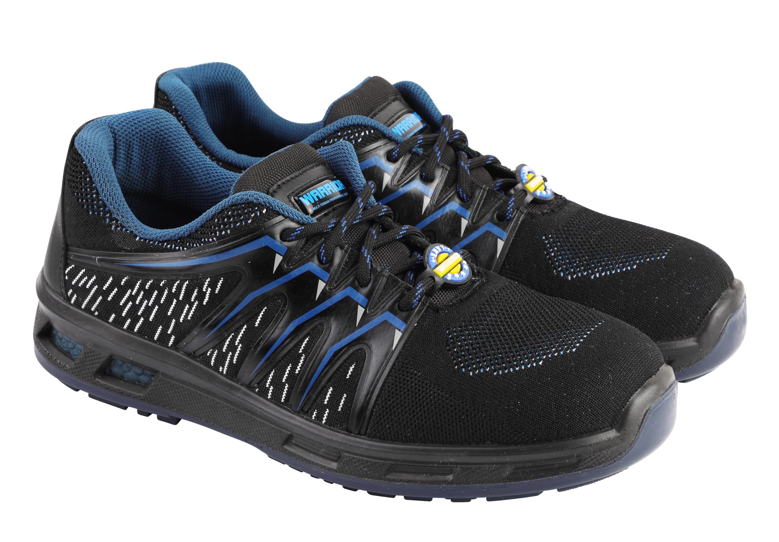 Warrior 3004-28 Safety Shoes for Men, Genuine Leather, Light Weight, Fibre Glass Toe, Industrial Shoes for Men, Orange & Blue, Sizes-5UK-11UK