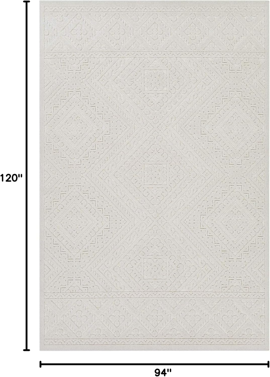 Livabliss Ivor Outdoor Textured Area Rug, 7’10” x 10′, Cream
