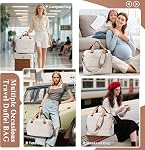 Travel Duffel Bag Sports Gym Tote Bag for Women, Weekender Carry on Luggage Bag for Airplanes, Lightweight Overnight Shoulder Bag Waterproof Beach Hospital Bag with Shoes Compartment,E01-Beige Brown